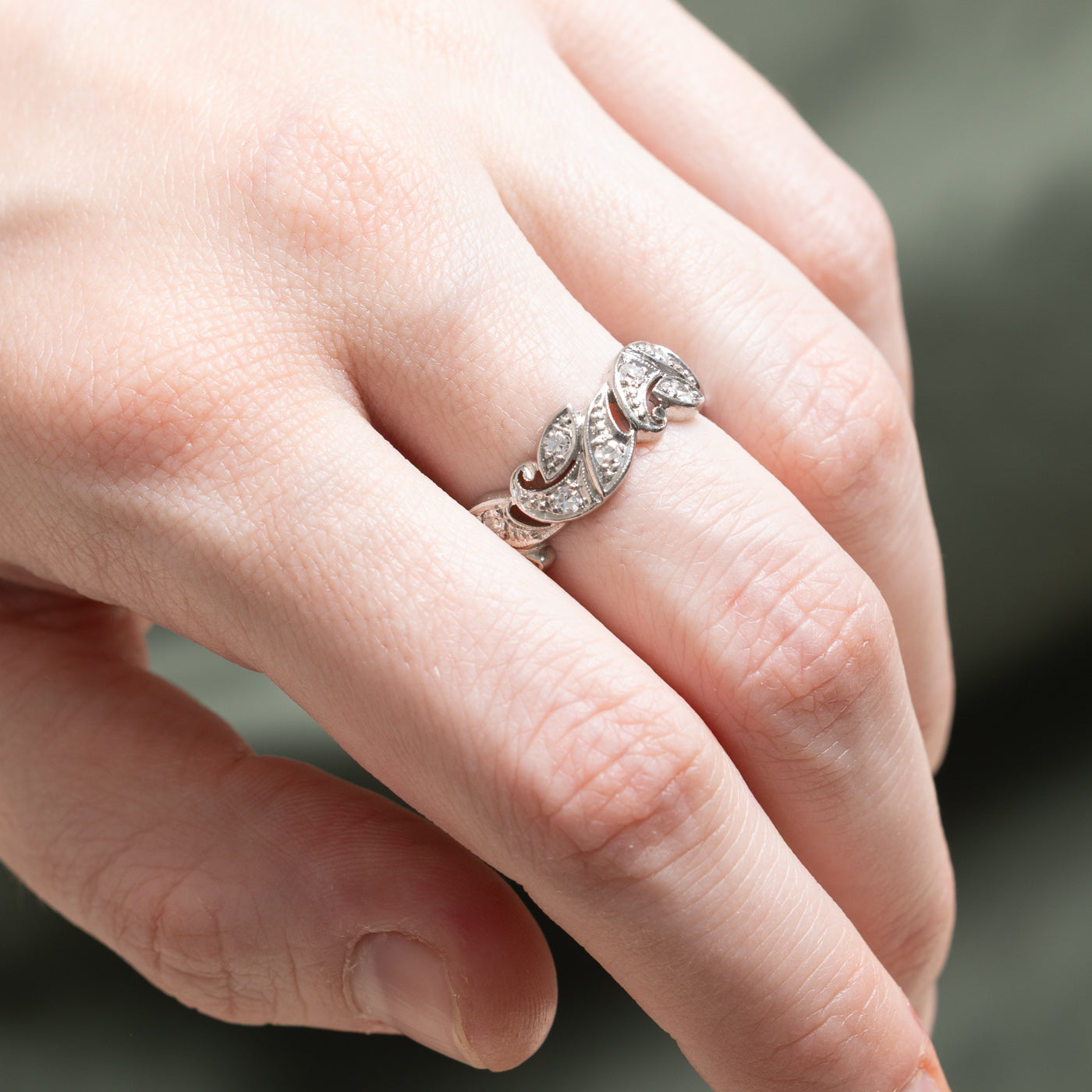 Diamond Leaf Design Band | 0.54ctw | SZ 6.75