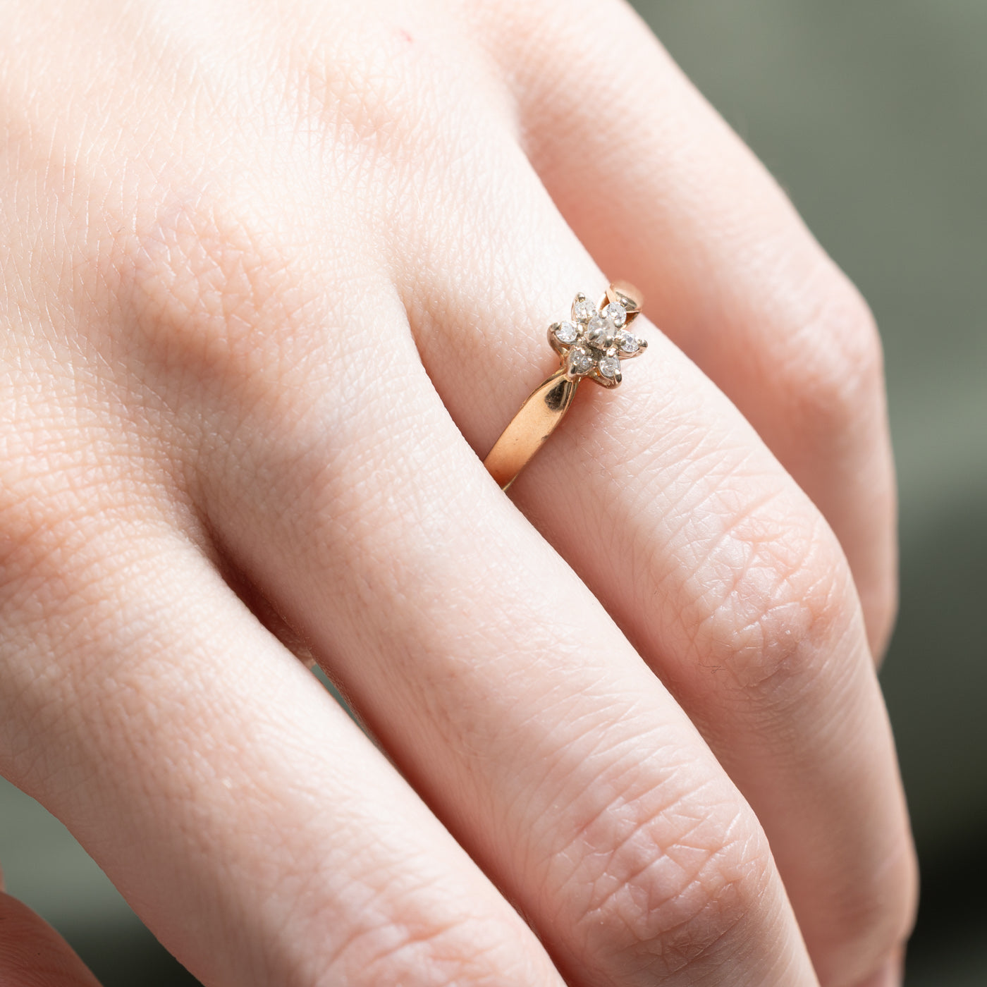 Bague pétale de diamant | 0,09 ct | Taille 6