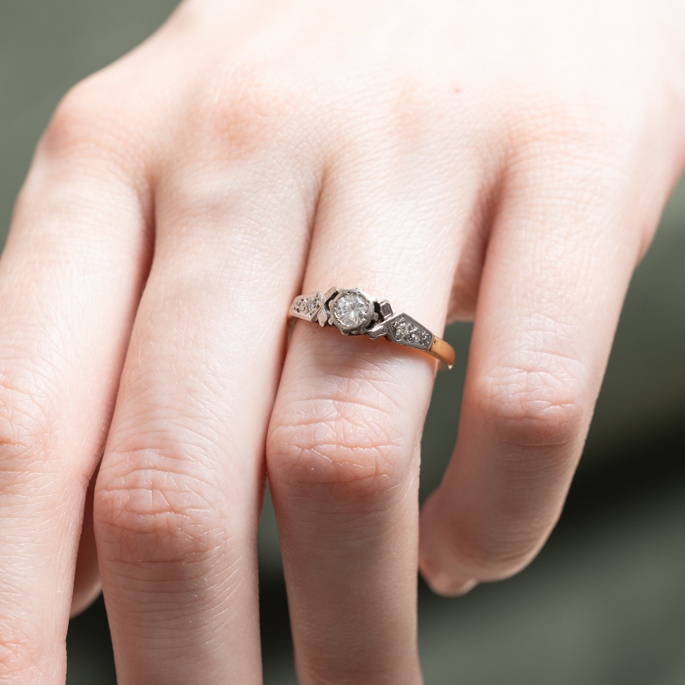 Vintage Bezel Set Diamond Engagement Ring | 0.26ctw | SZ 6.25
