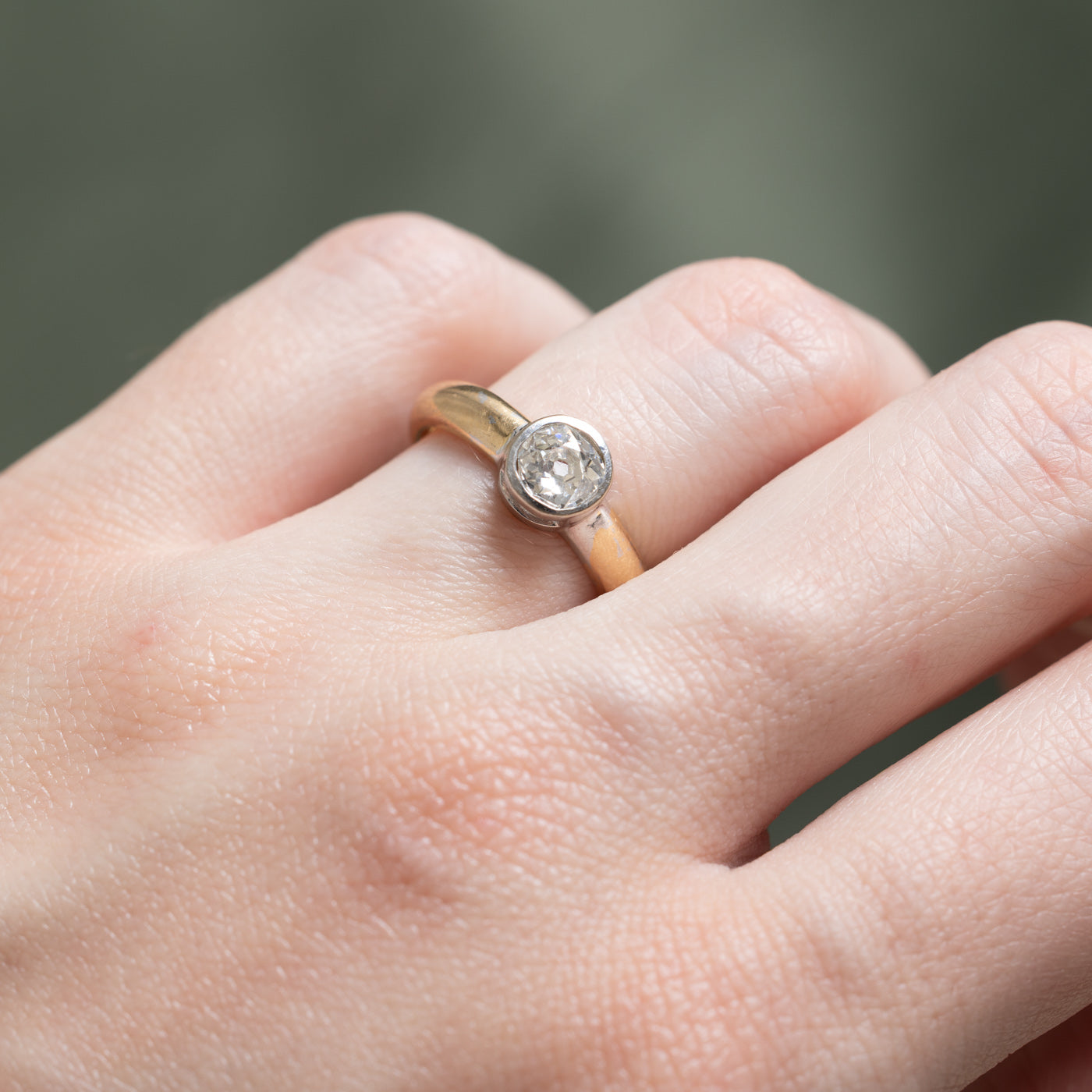 Antique Bezel Set Diamond Engagement Ring | 0.60ct | SZ 6
