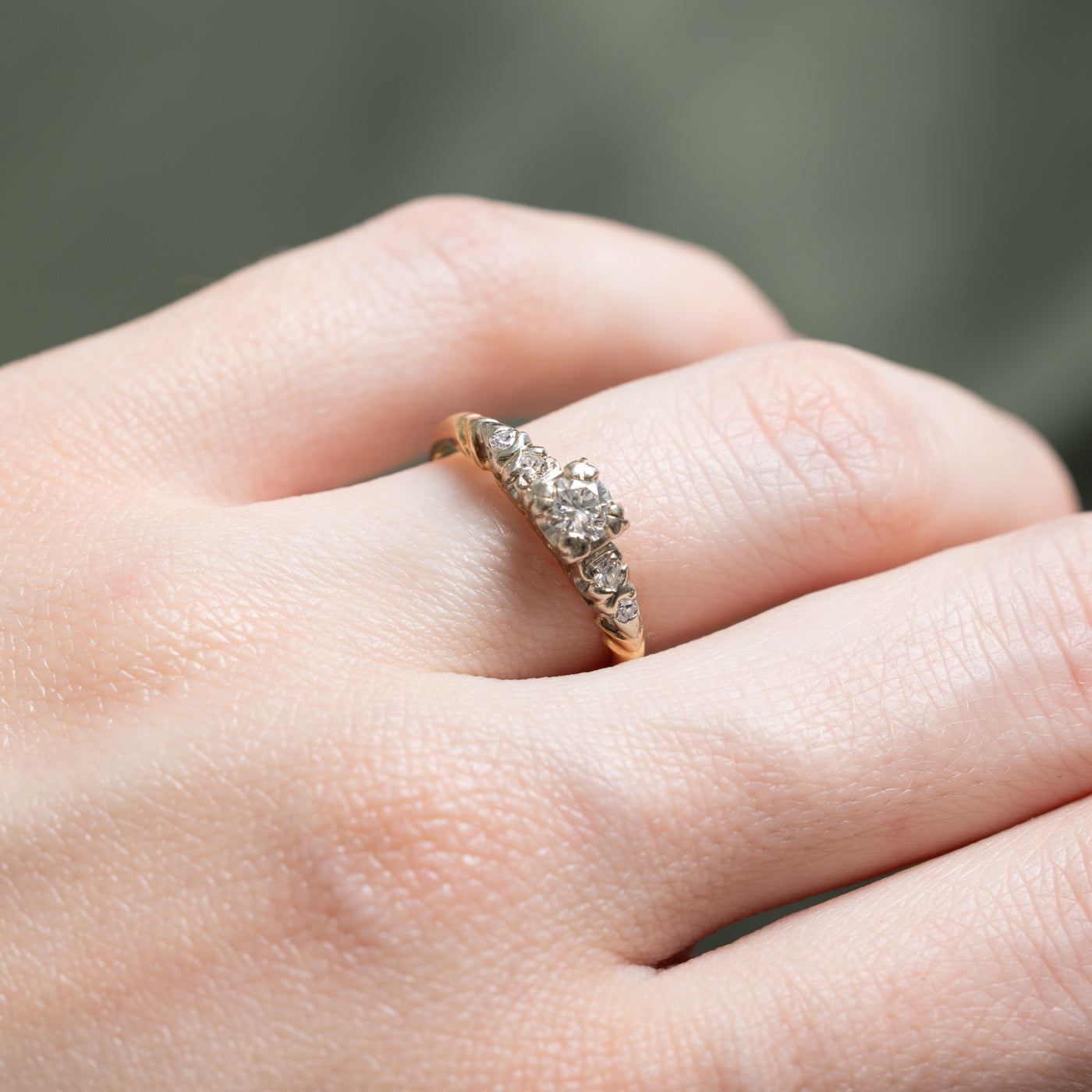 Bague de fiançailles vintage en diamant | 0,32 ct | Taille 6,75