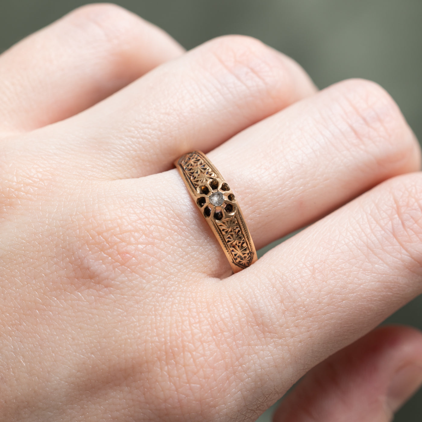 Antique Vienna Diamond Engraved Ring | 0.04ct | SZ 10.25
