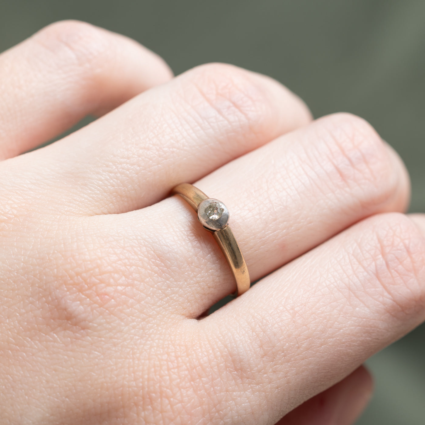 Antique 14k Gold and Silver Topped Diamond Ring | 0.07ct | SZ 6.5