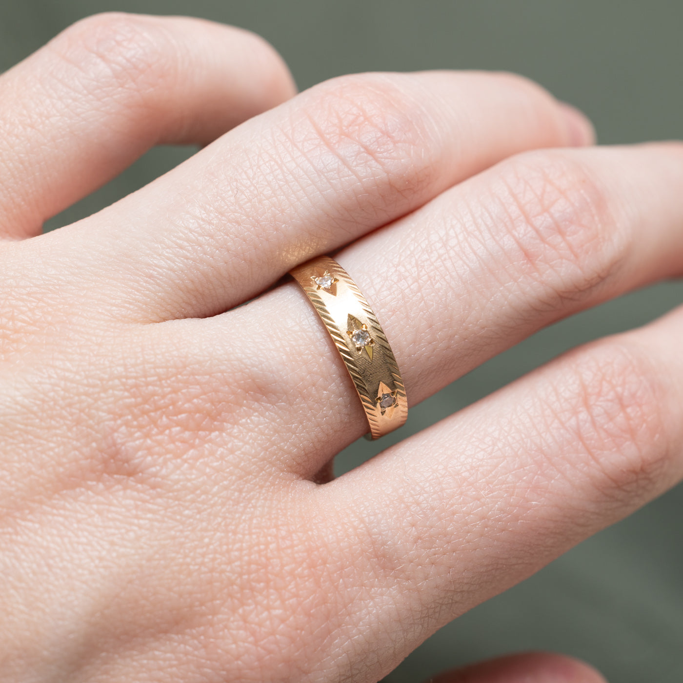 Bague trois diamants | 0,03 ct au total | Taille 6,75