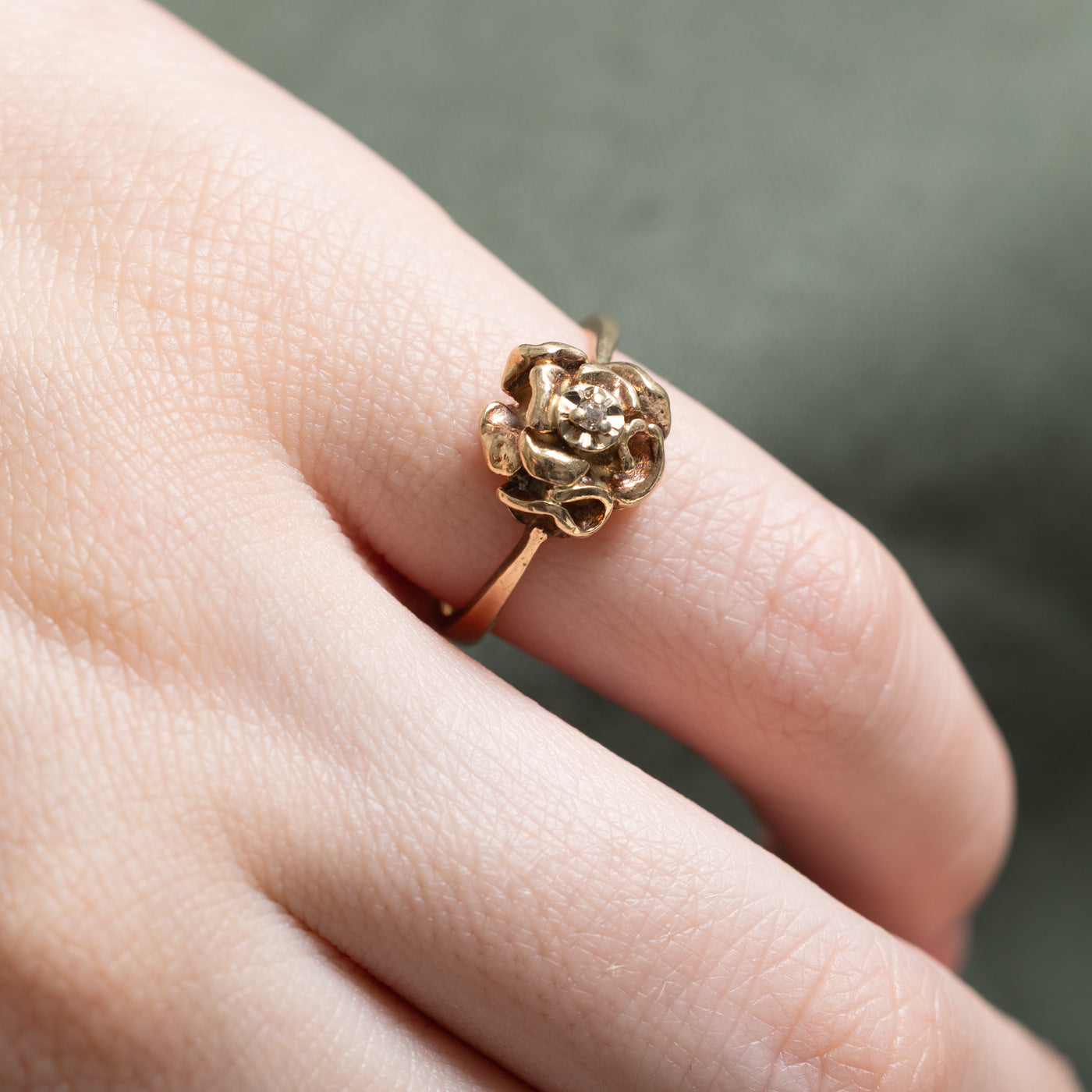 Single Stone Diamond Flower Ring | 0.004ct | SZ 4.75