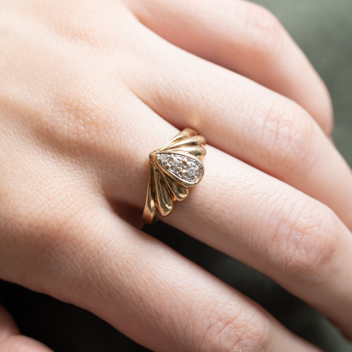 Bague chevron en diamant colonne | 0,042 ct | Taille 7