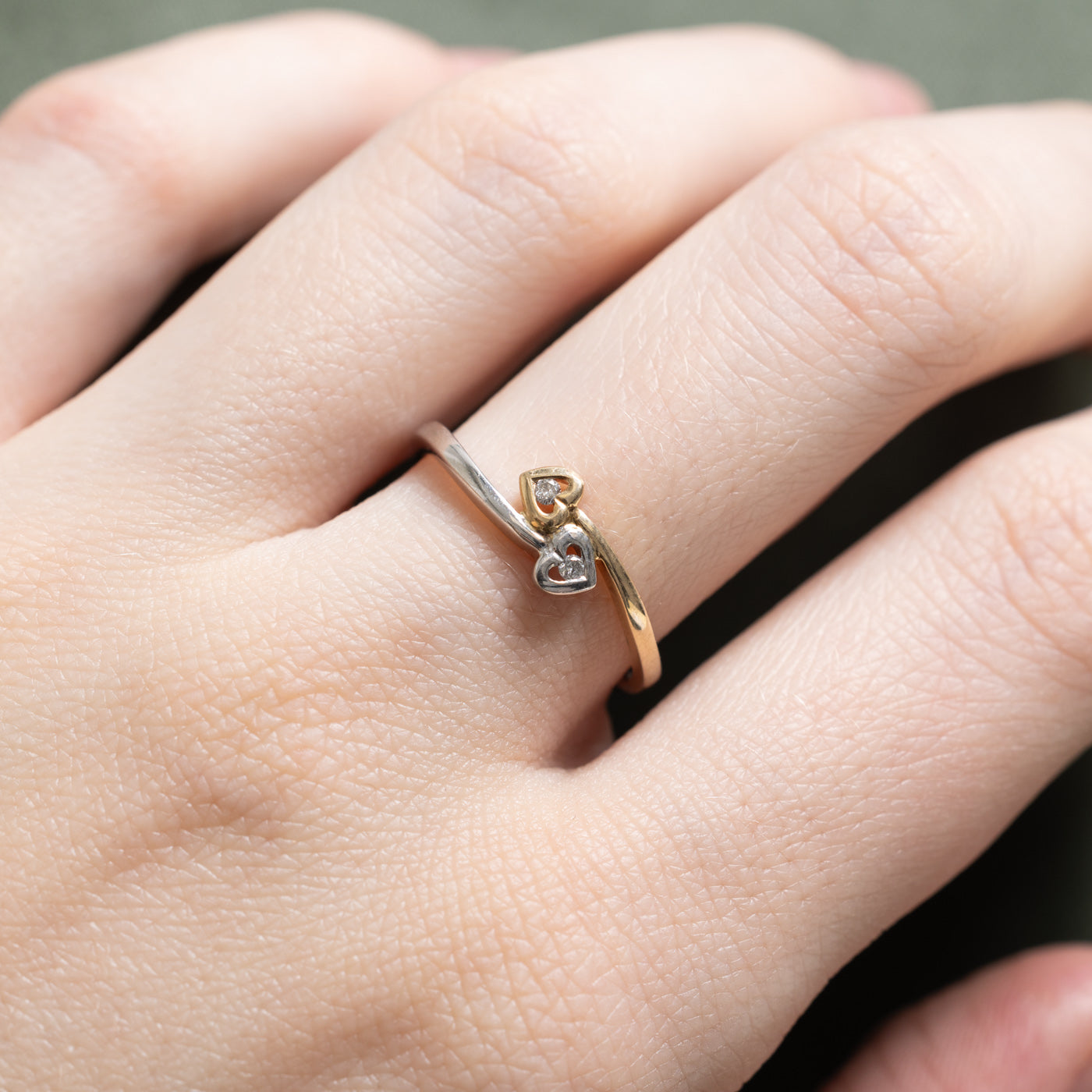 Two Stone Diamond Cross Over Ring | 0.02ctw | SZ 7.25