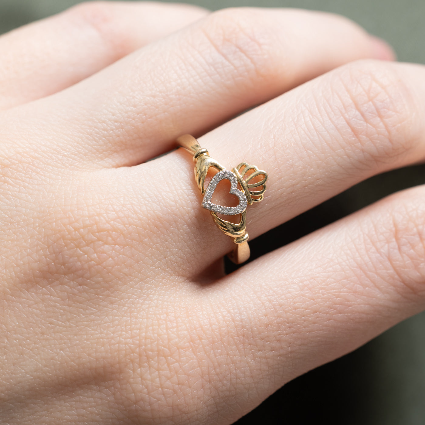 Diamond Accent Claddagh Ring | 0.02ctw | SZ 7.5