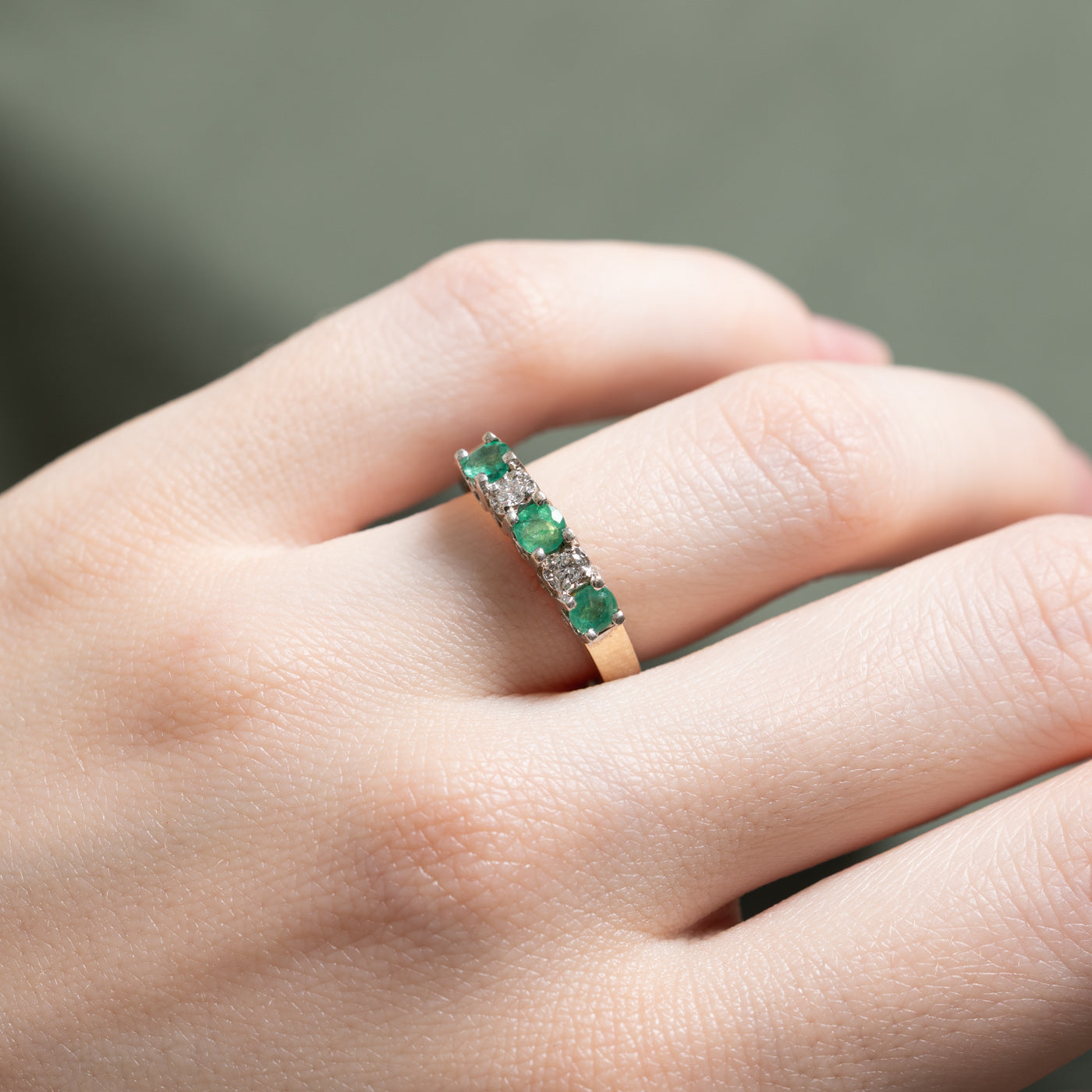Five Stone Emerald & Diamond Ring | 0.36ctw, 0.06ctw | SZ 6.25
