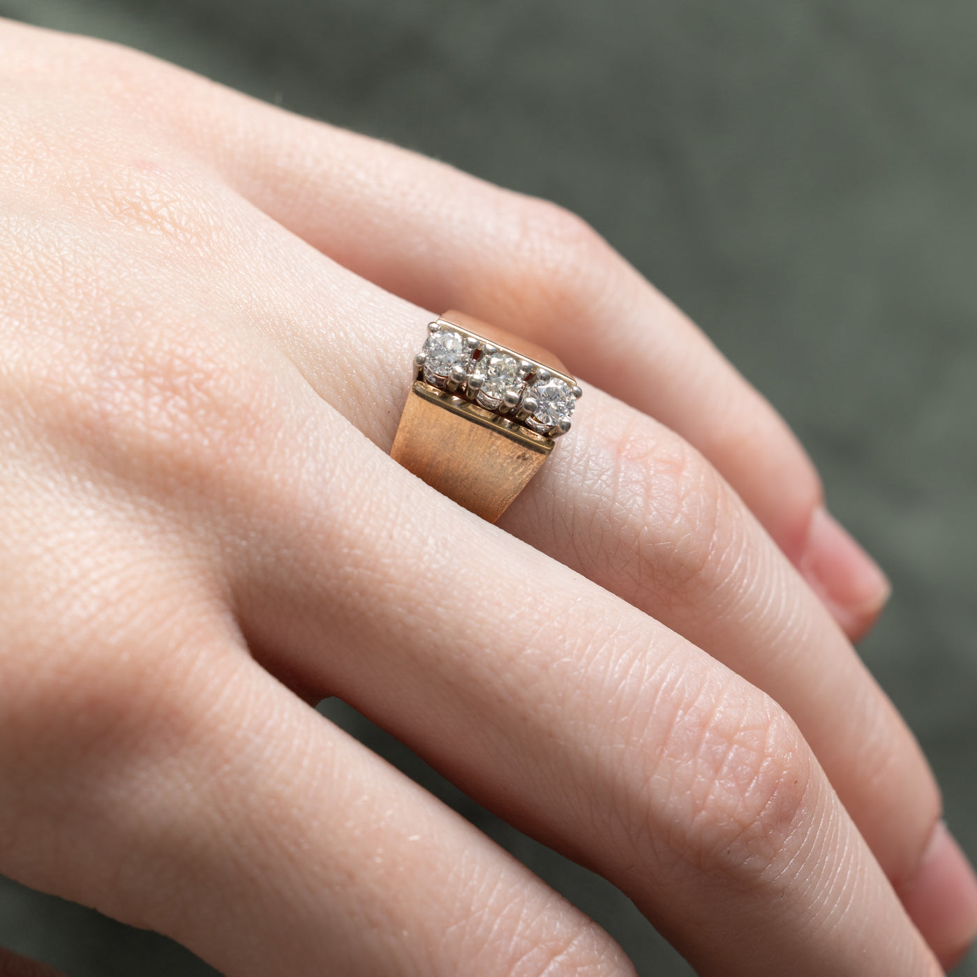 Three Stone Diamond Column Ring | 0.50ctw | SZ 6