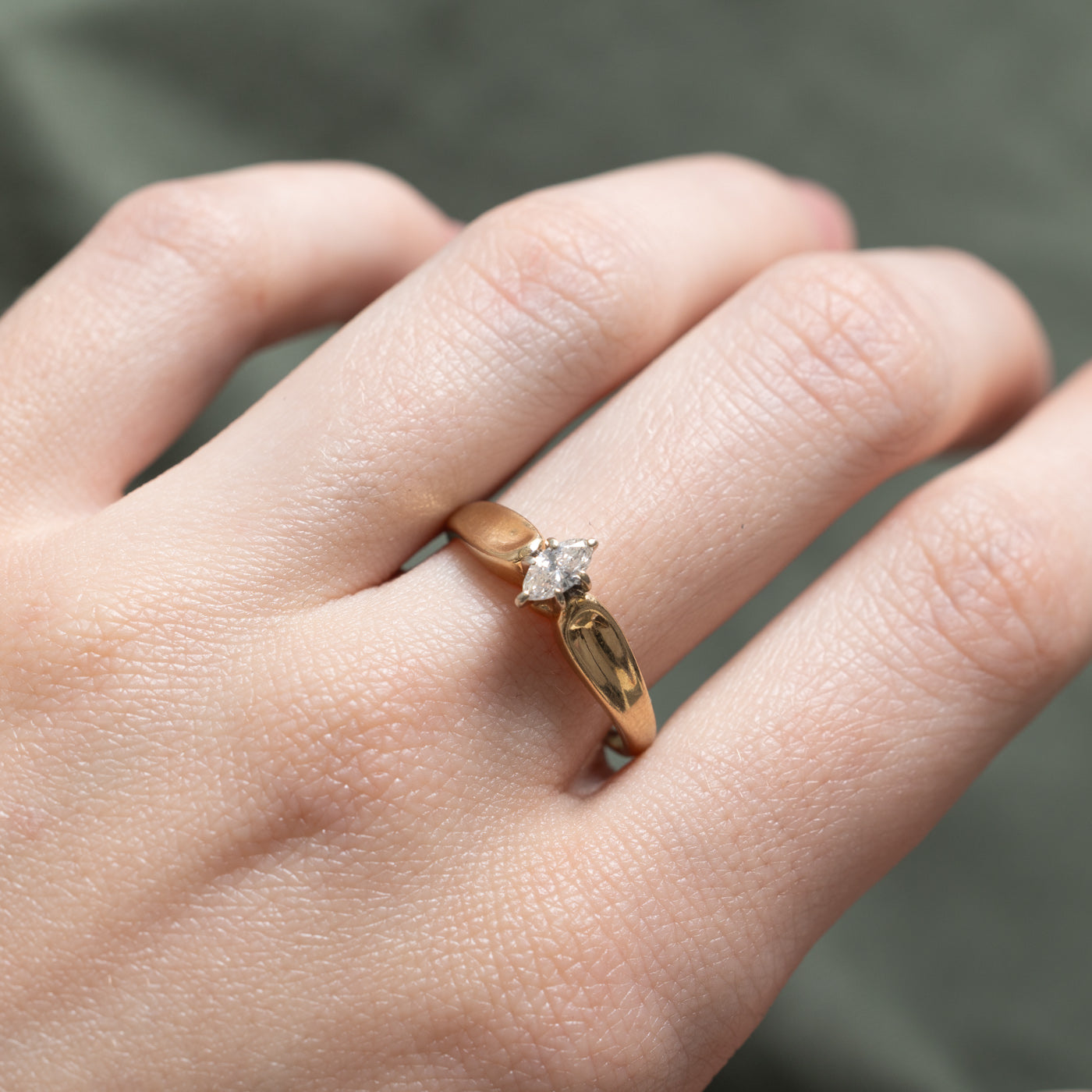 Bague en diamant taille marquise | 0,22 ct | Taille 8,75