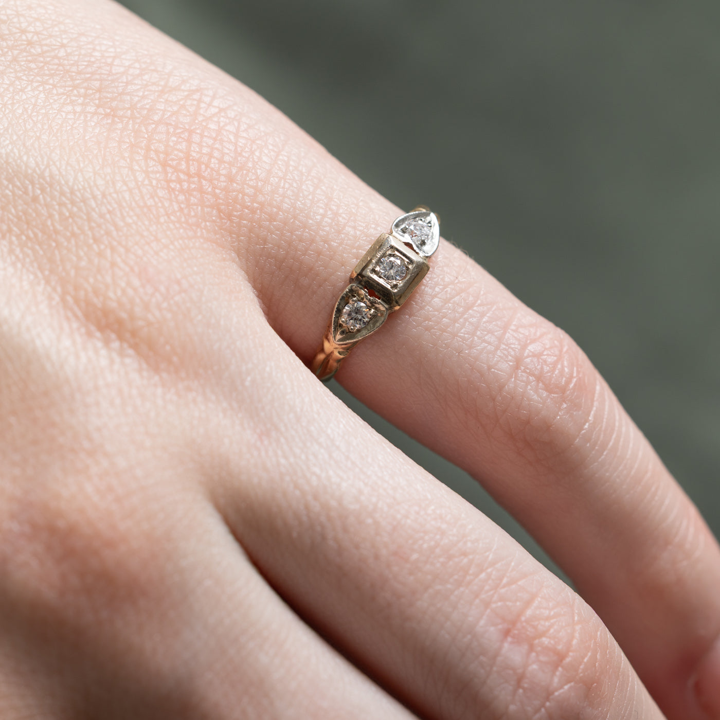 Bague cœur en or bicolore et diamants | 0,14 ct | Taille 3,25