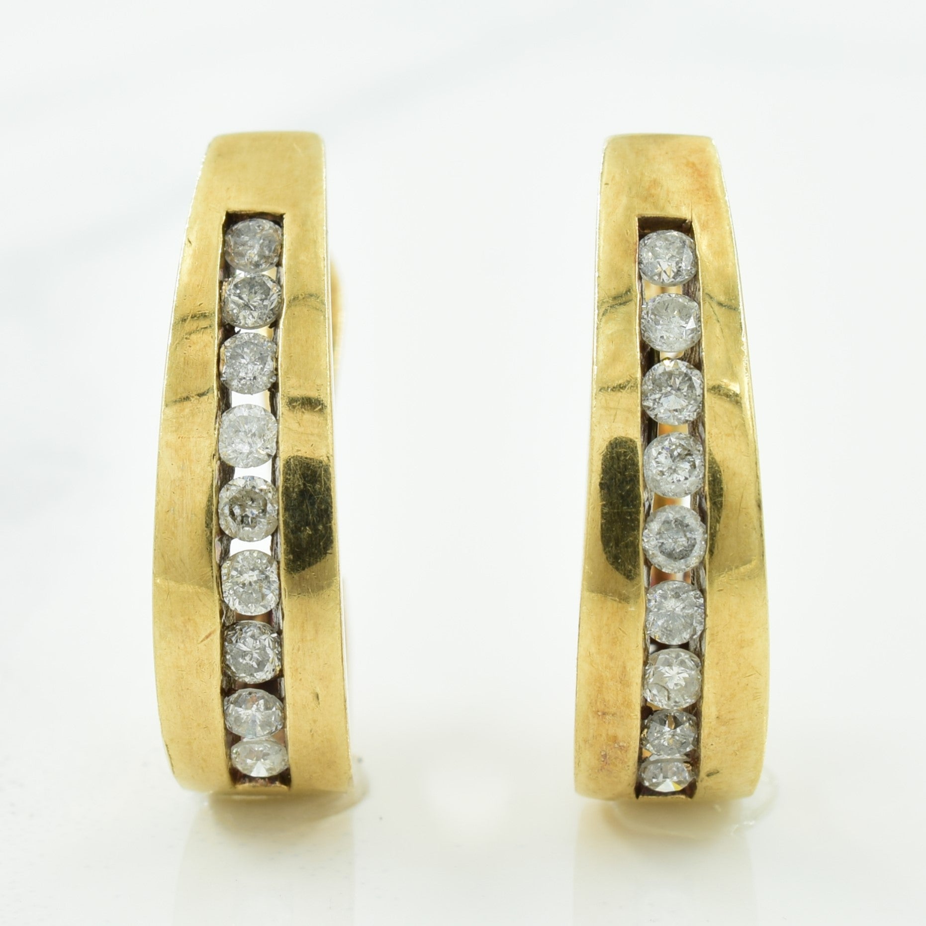Channel Set Diamond Huggie Earrings | 0.40ctw |
