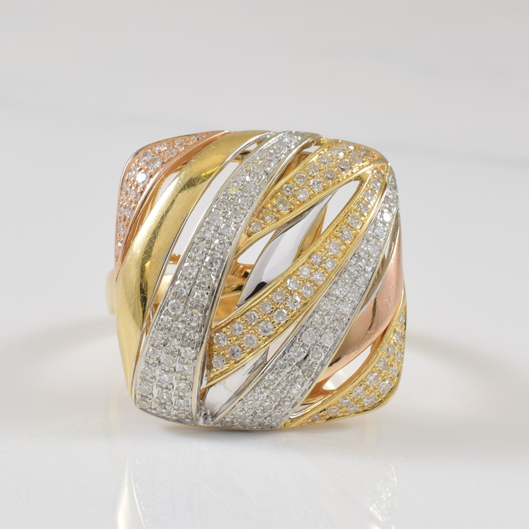 Tri Tone Diamond Cocktail Ring | 0.50ctw | SZ 7 |