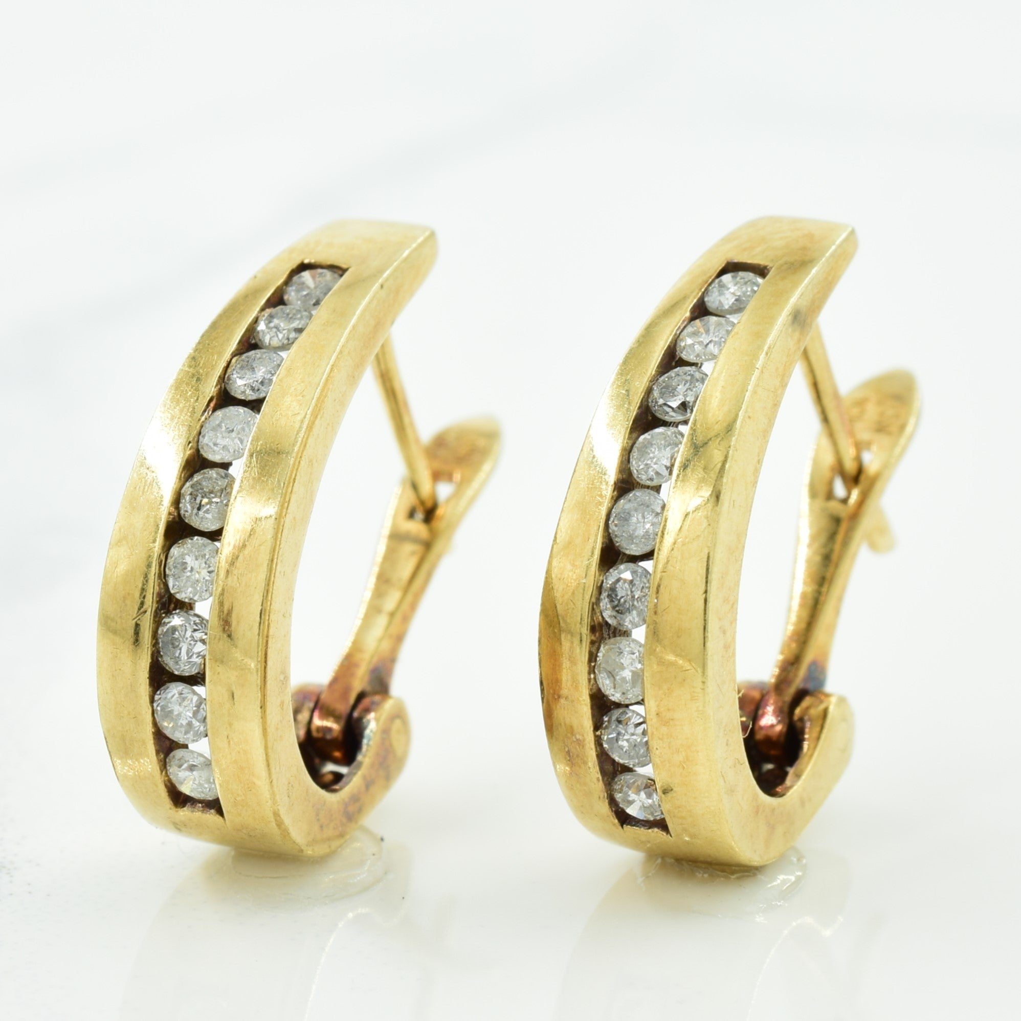 Channel Set Diamond Huggie Earrings | 0.40ctw |