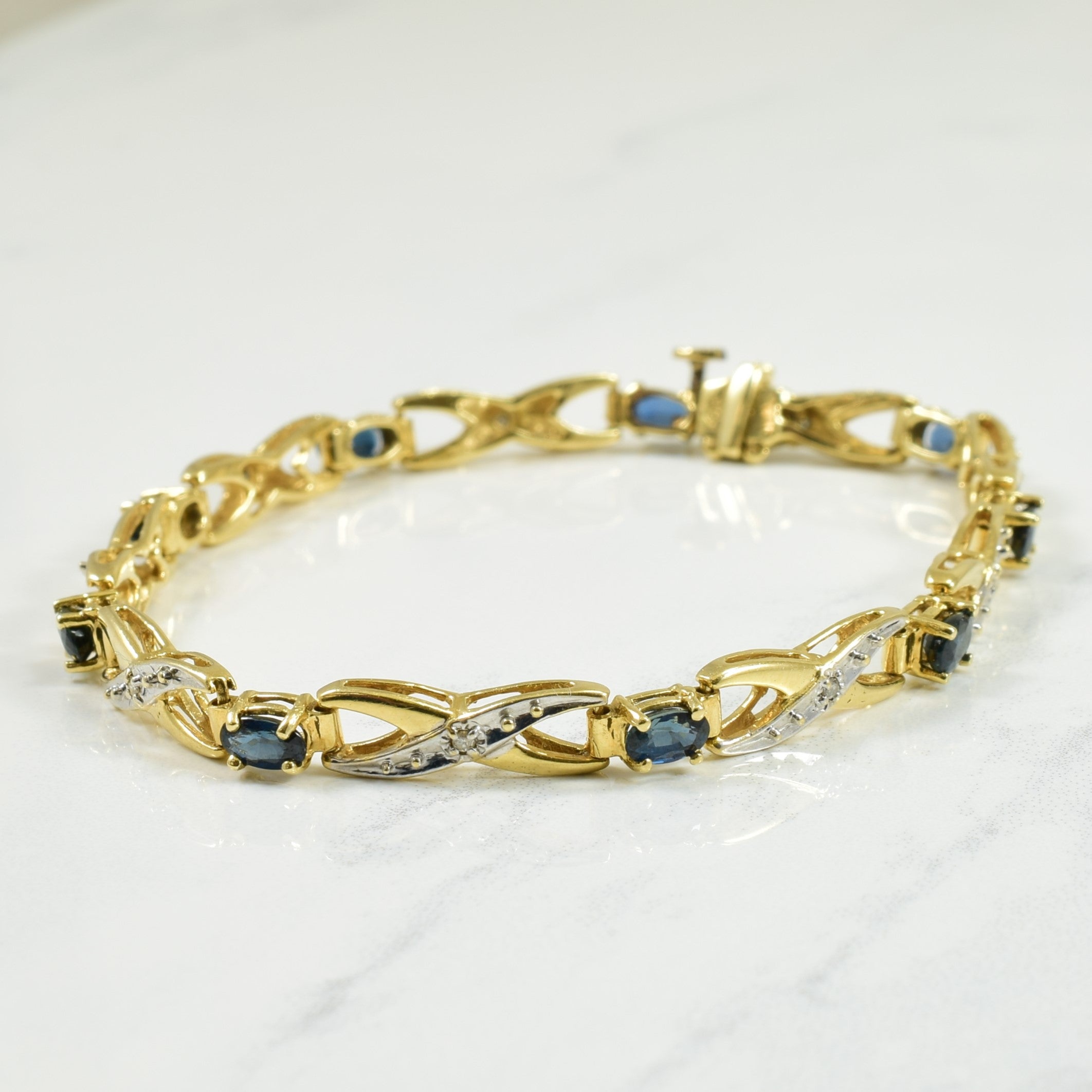 Sapphire & Diamond Bracelet | 2.25ctw, 0.05ctw | 7.25" |