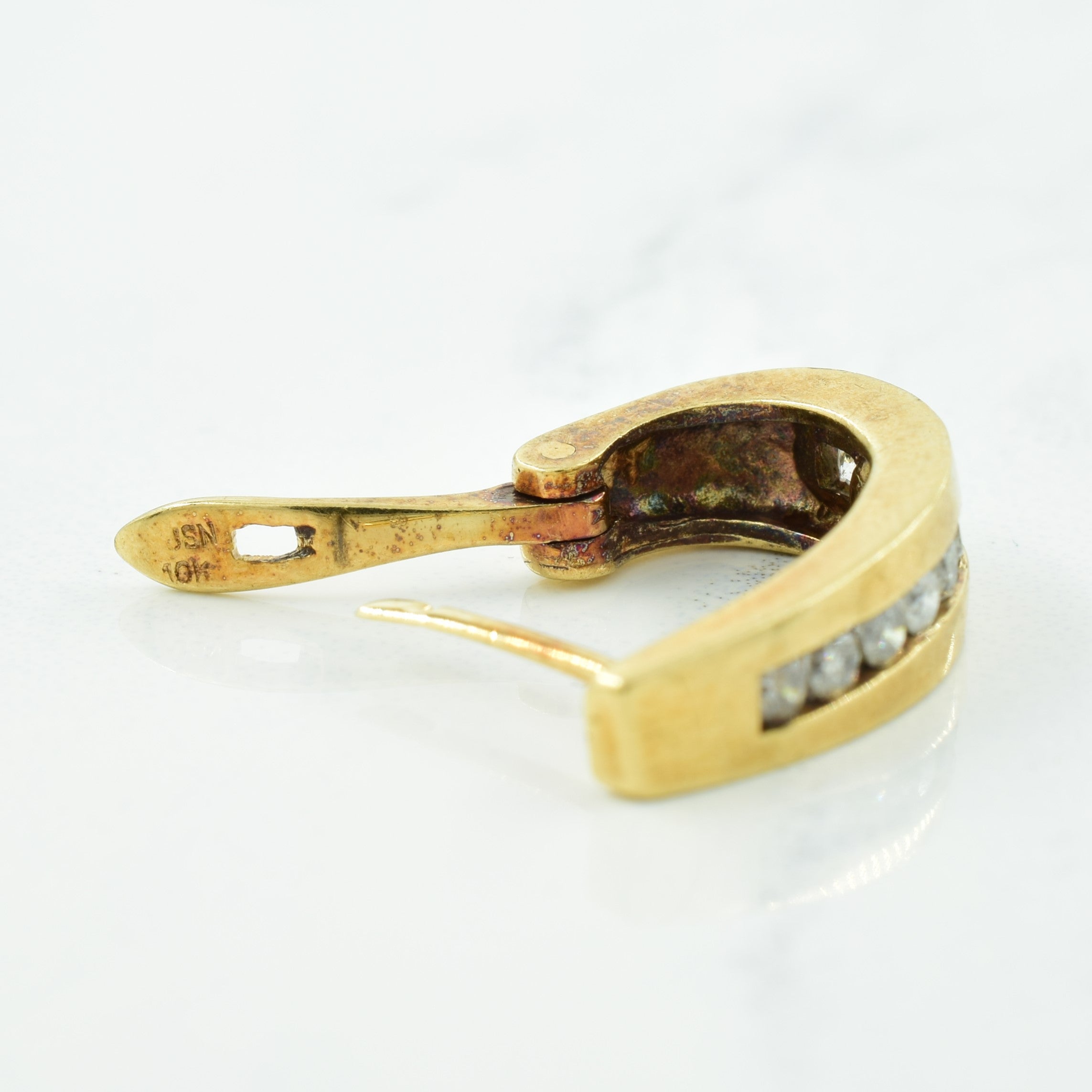 Channel Set Diamond Huggie Earrings | 0.40ctw |