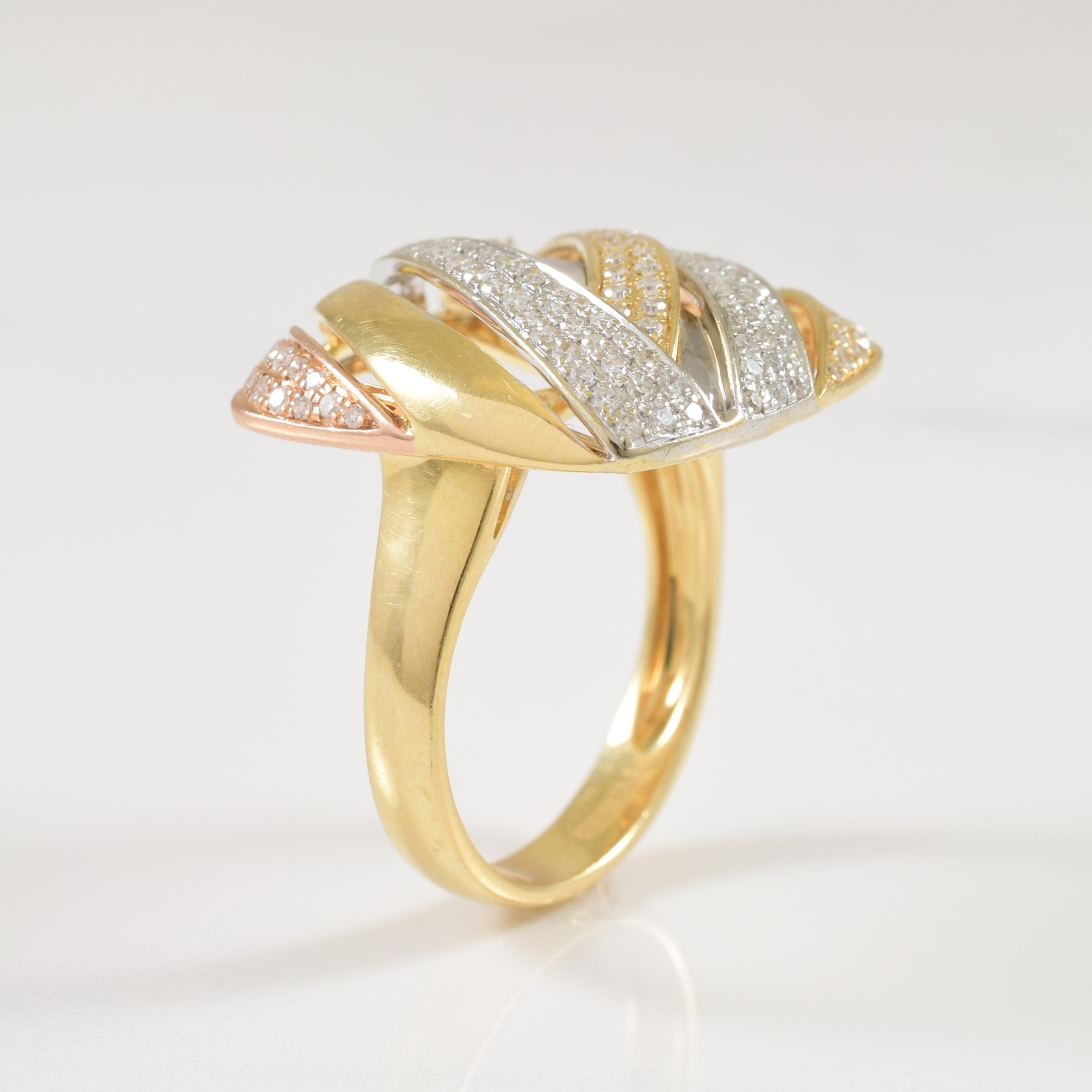 Tri Tone Diamond Cocktail Ring | 0.50ctw | SZ 7 |