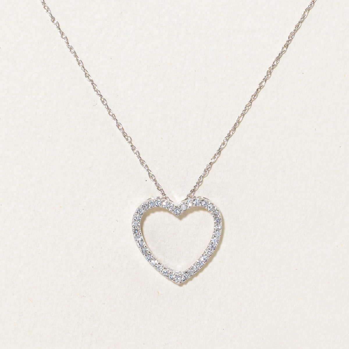 14k Eternity Diamond Heart Pendant Necklace | 17"