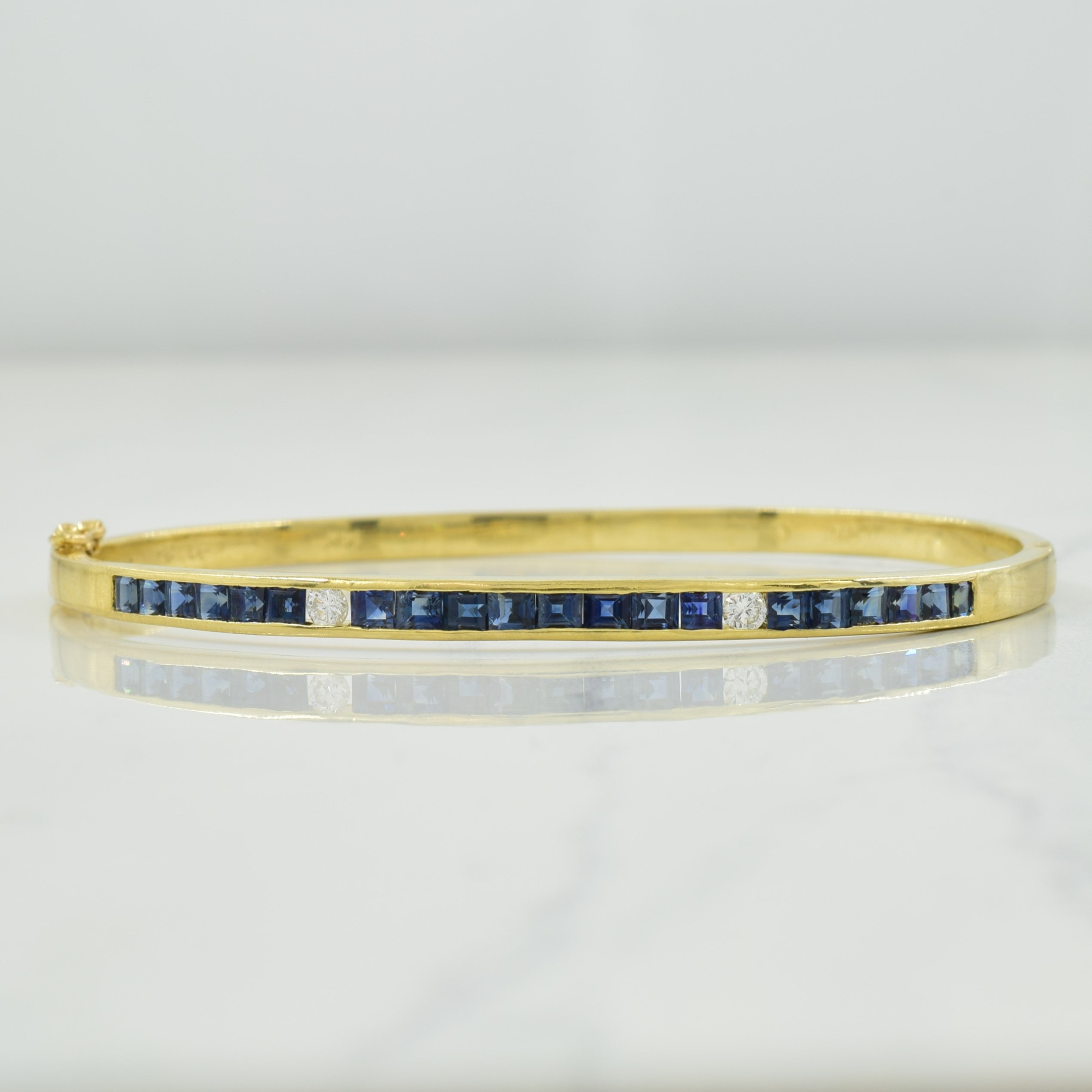 Channel Set Sapphire & Diamond Bracelet | 2.80ctw, 0.14ctw | 7.5" |