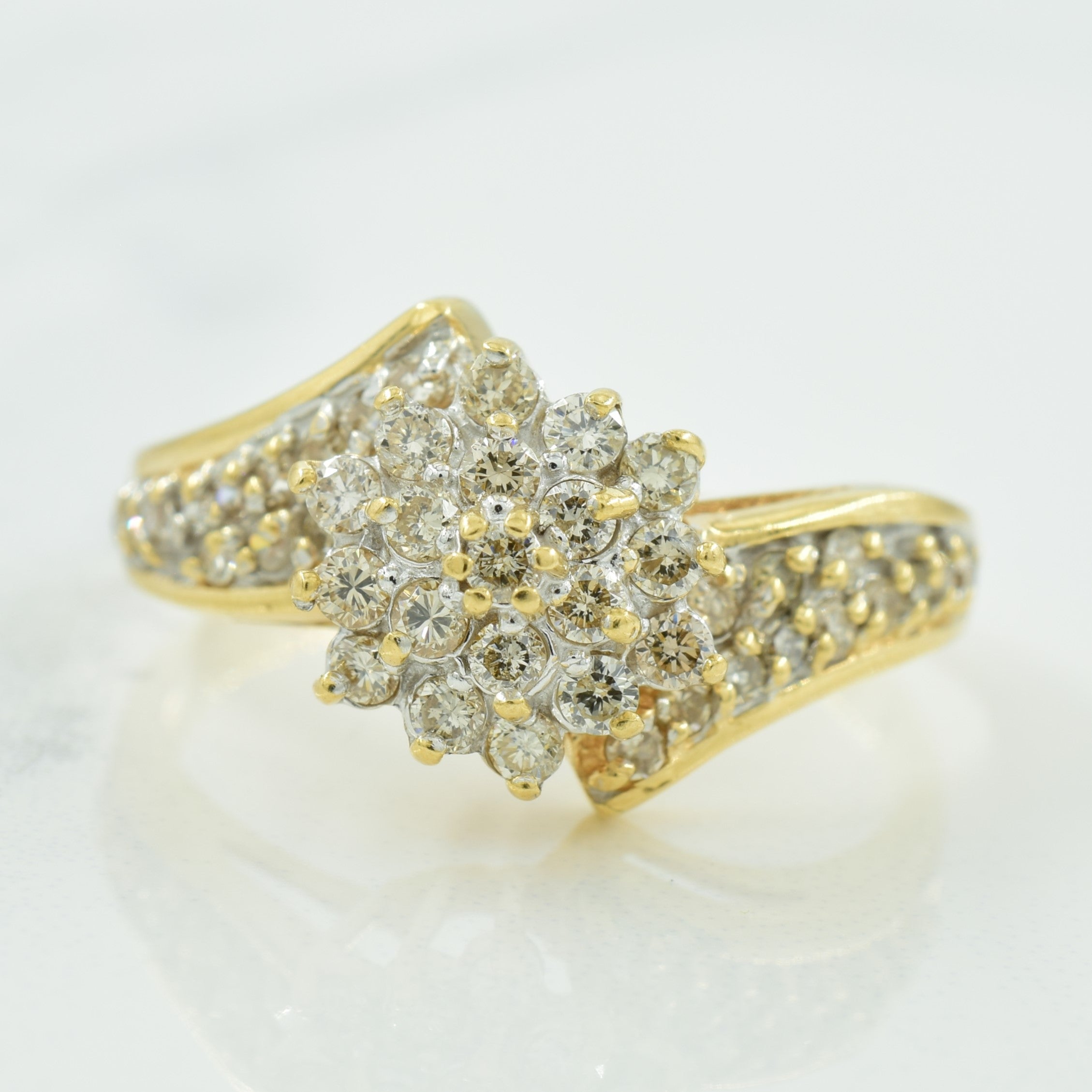 Cluster Diamond Bypass Ring | 0.71ctw | SZ 10.75 |