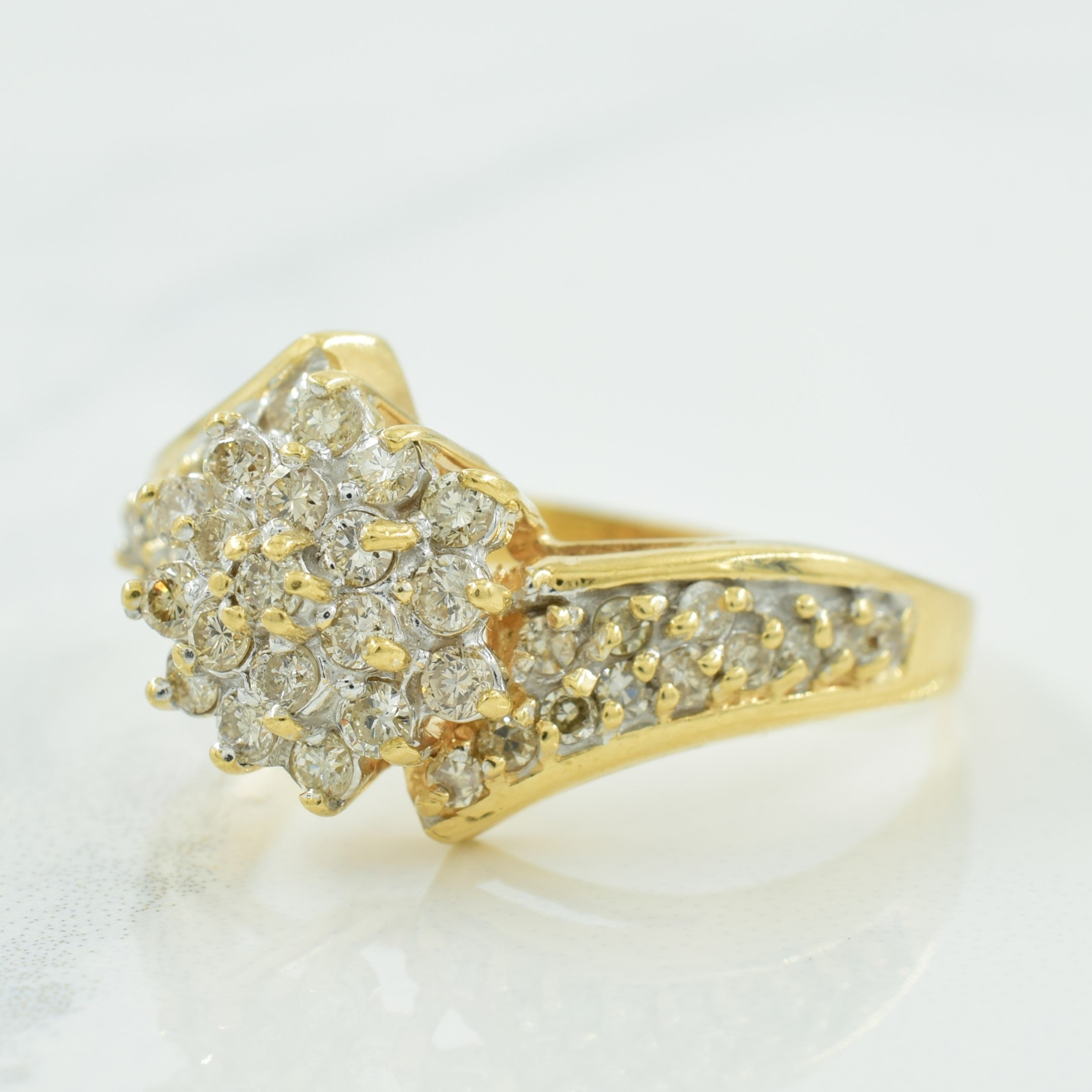 Cluster Diamond Bypass Ring | 0.71ctw | SZ 10.75 |