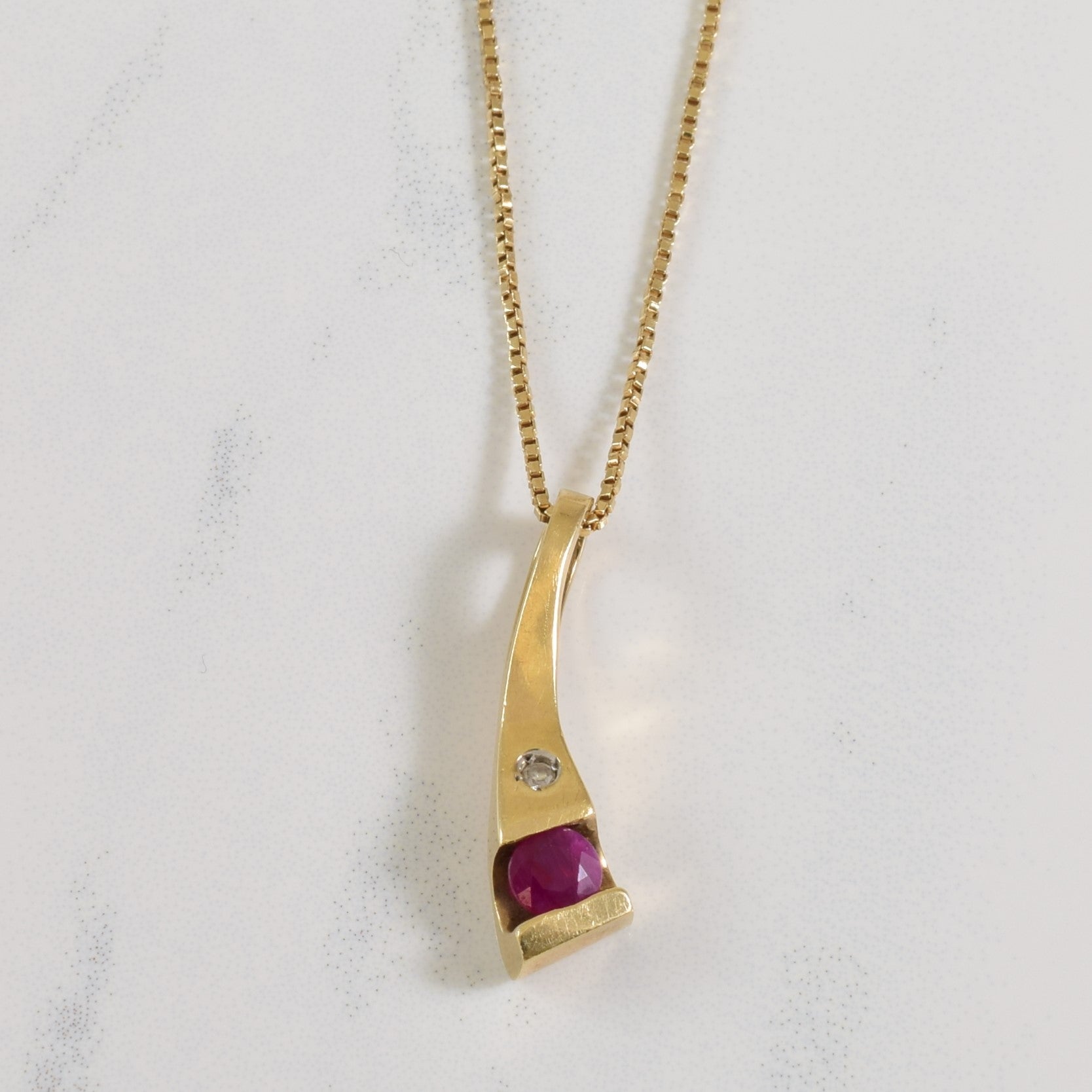 Ruby & Diamond Necklace | 0.40ct, 0.01ct | 22.5" |
