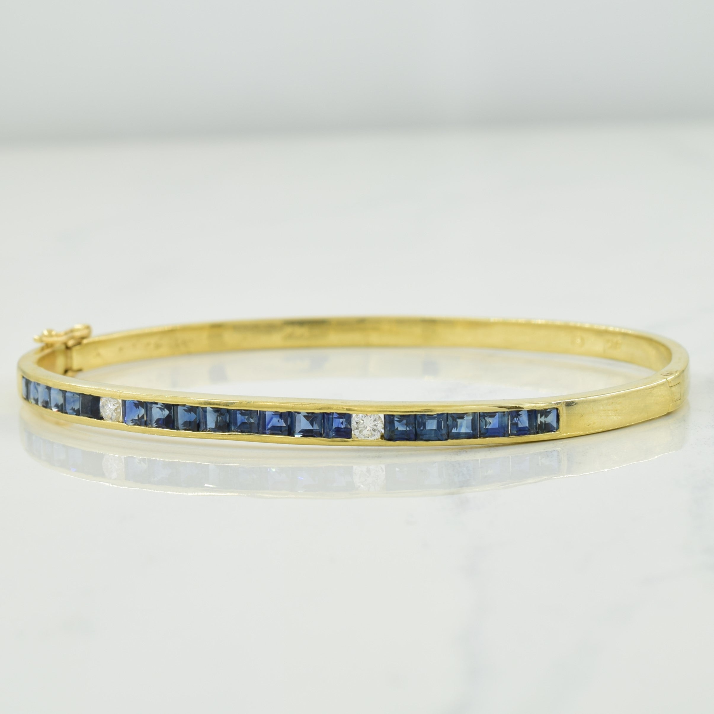 Channel Set Sapphire & Diamond Bracelet | 2.80ctw, 0.14ctw | 7.5" |