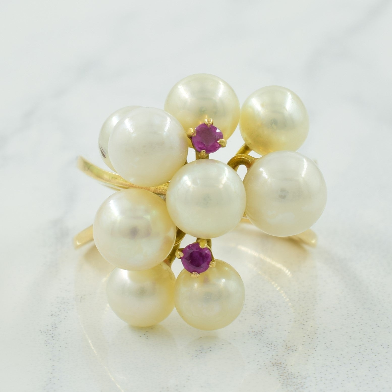 Bague cocktail en perle et saphir rose | 13,60 ct | Taille 6 |
