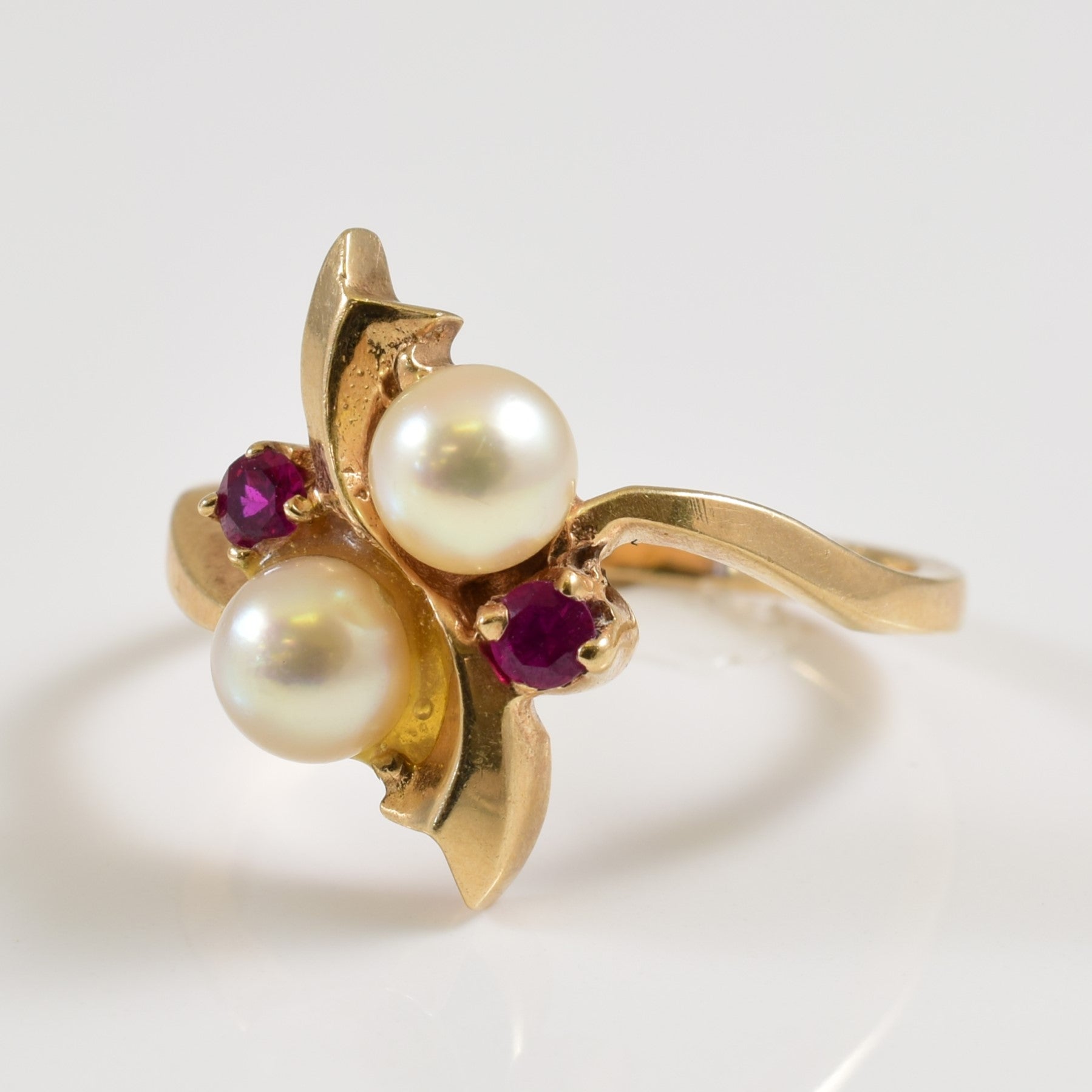 Pearl & Ruby Bypass Ring | 1.80ctw, 0.12ctw | SZ 6.75 |
