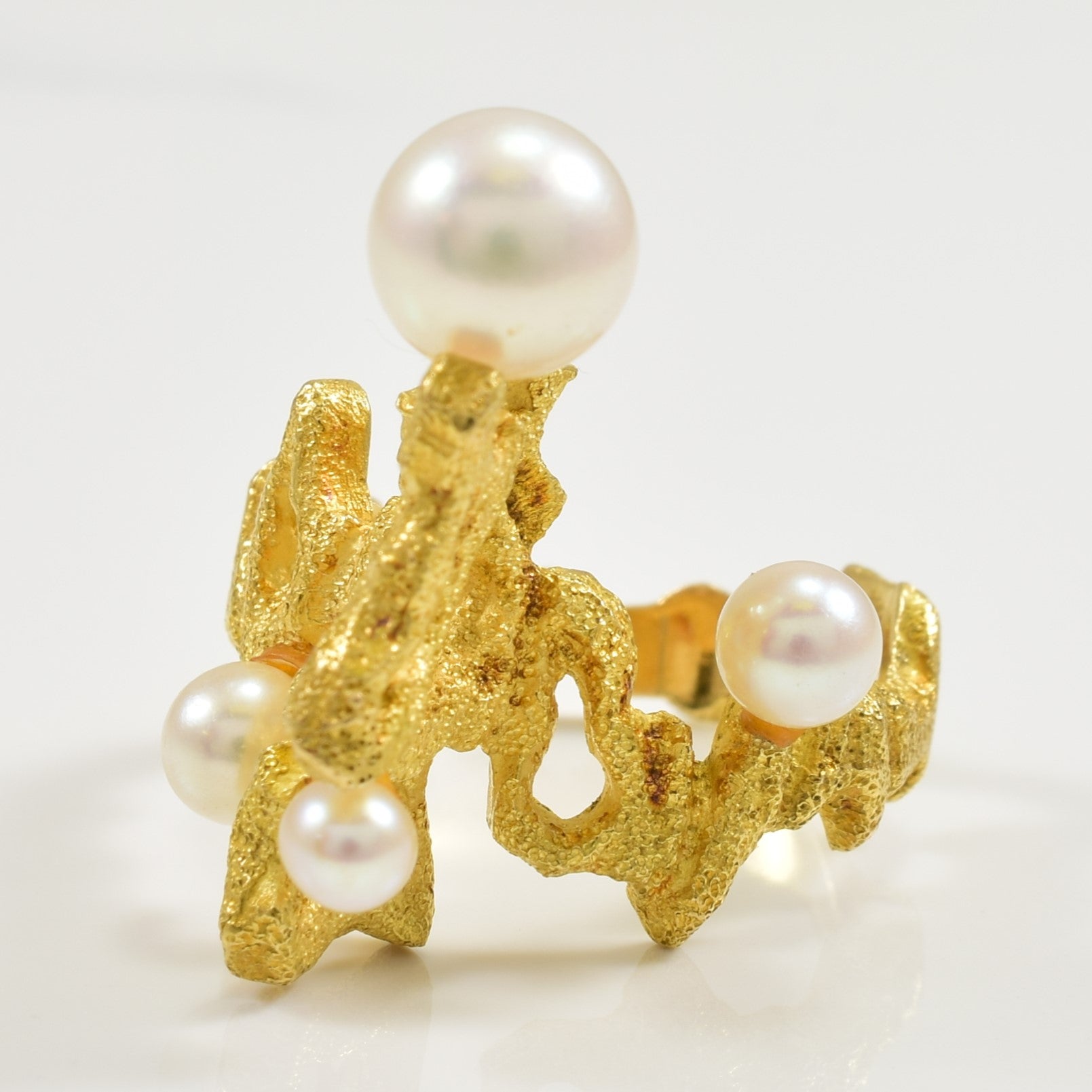 Cultured Pearl Abstract Ring | 3.50ctw | SZ 6 |