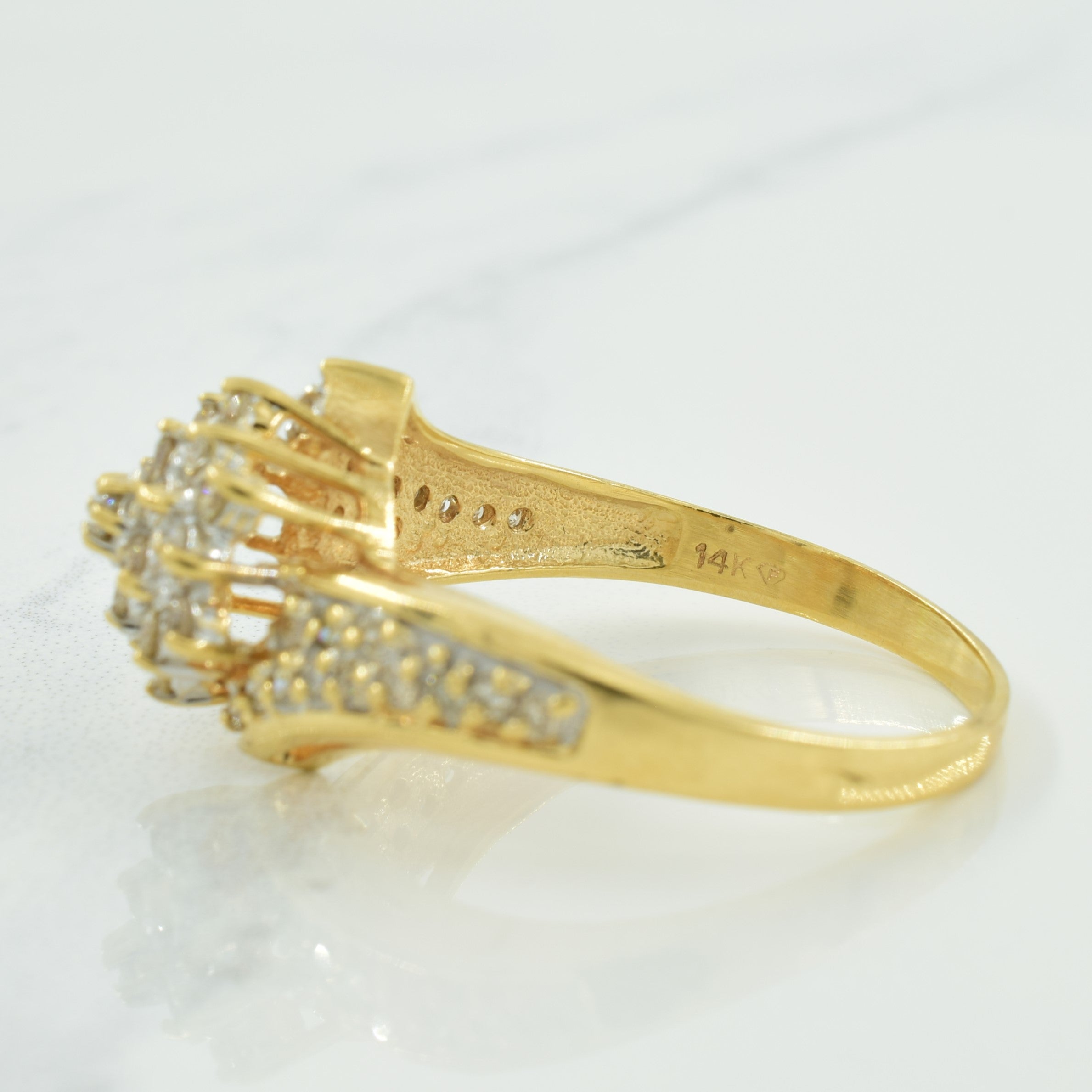 Cluster Diamond Bypass Ring | 0.71ctw | SZ 10.75 |