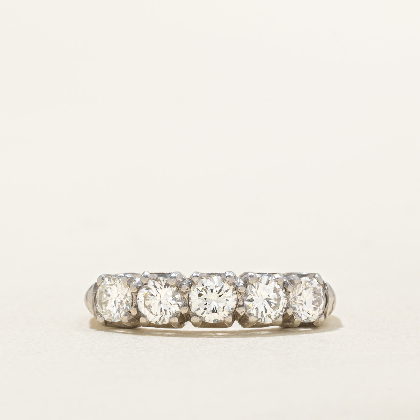 Five Stone Diamond Iridium Wedding Ring | 0.90 ctw, SZ 5.75 |