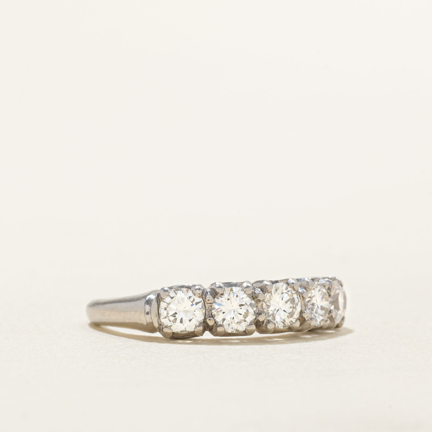 Five Stone Diamond Iridium Wedding Ring | 0.90 ctw, SZ 5.75 |