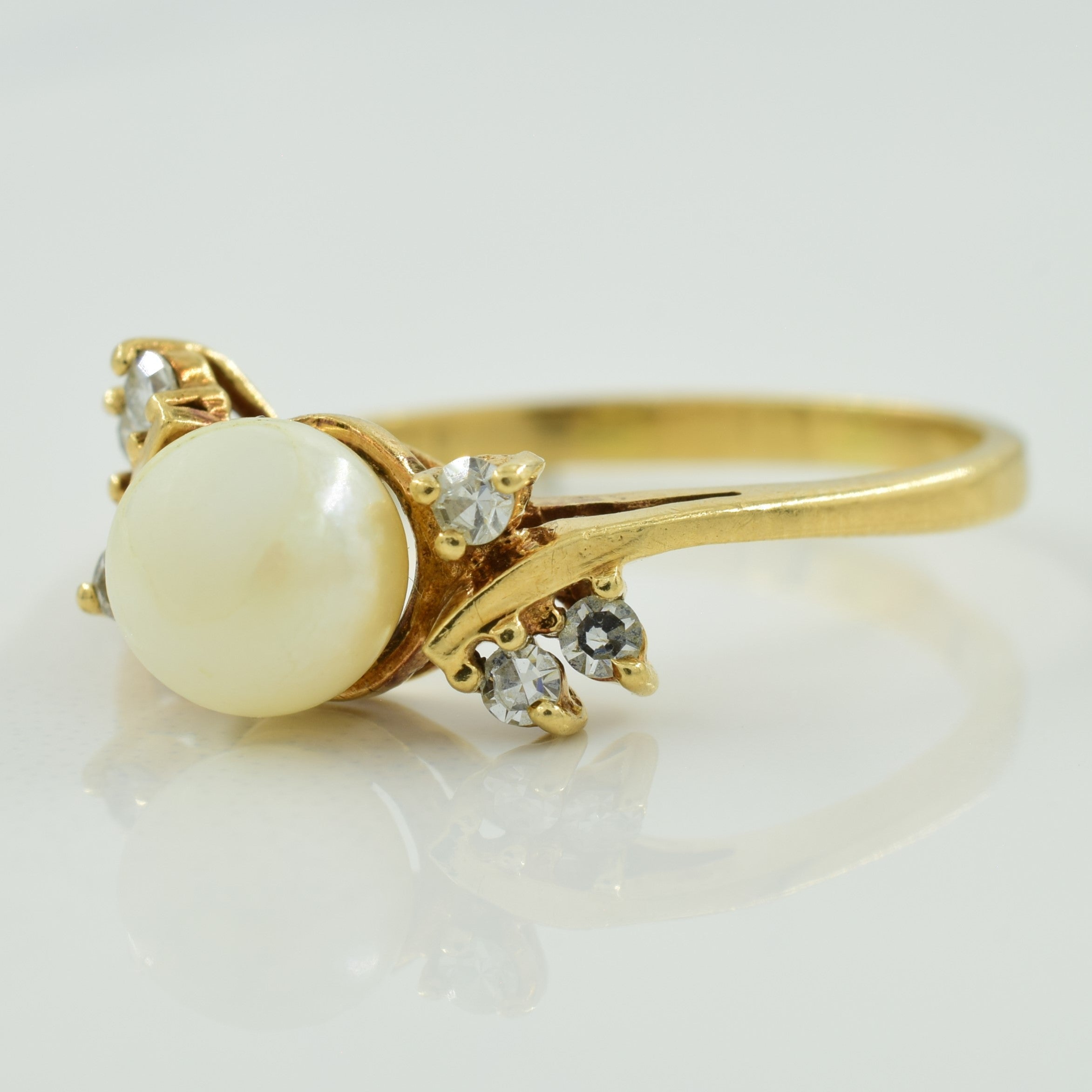 Cultured Pearl & Diamond Bypass Ring | 1.70ct, 0.12ctw | SZ 8.75 |