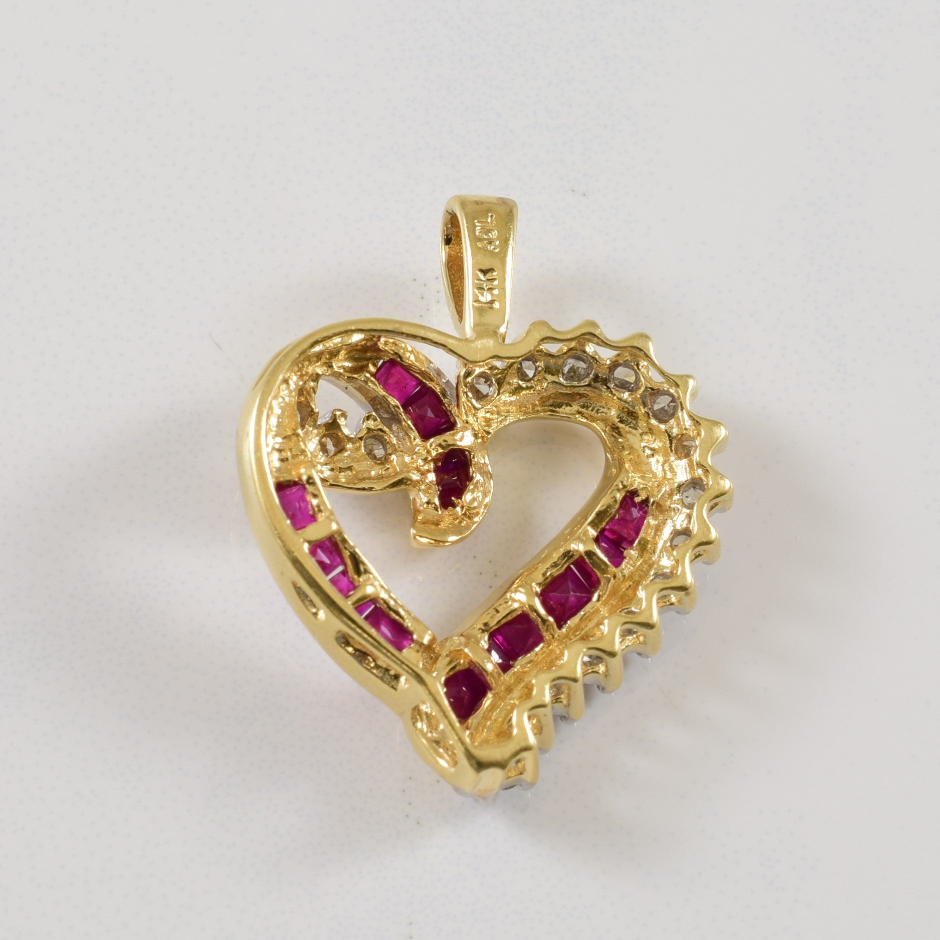 Ruby & Diamond Heart Pendant | 0.60ctw, 0.25ctw |