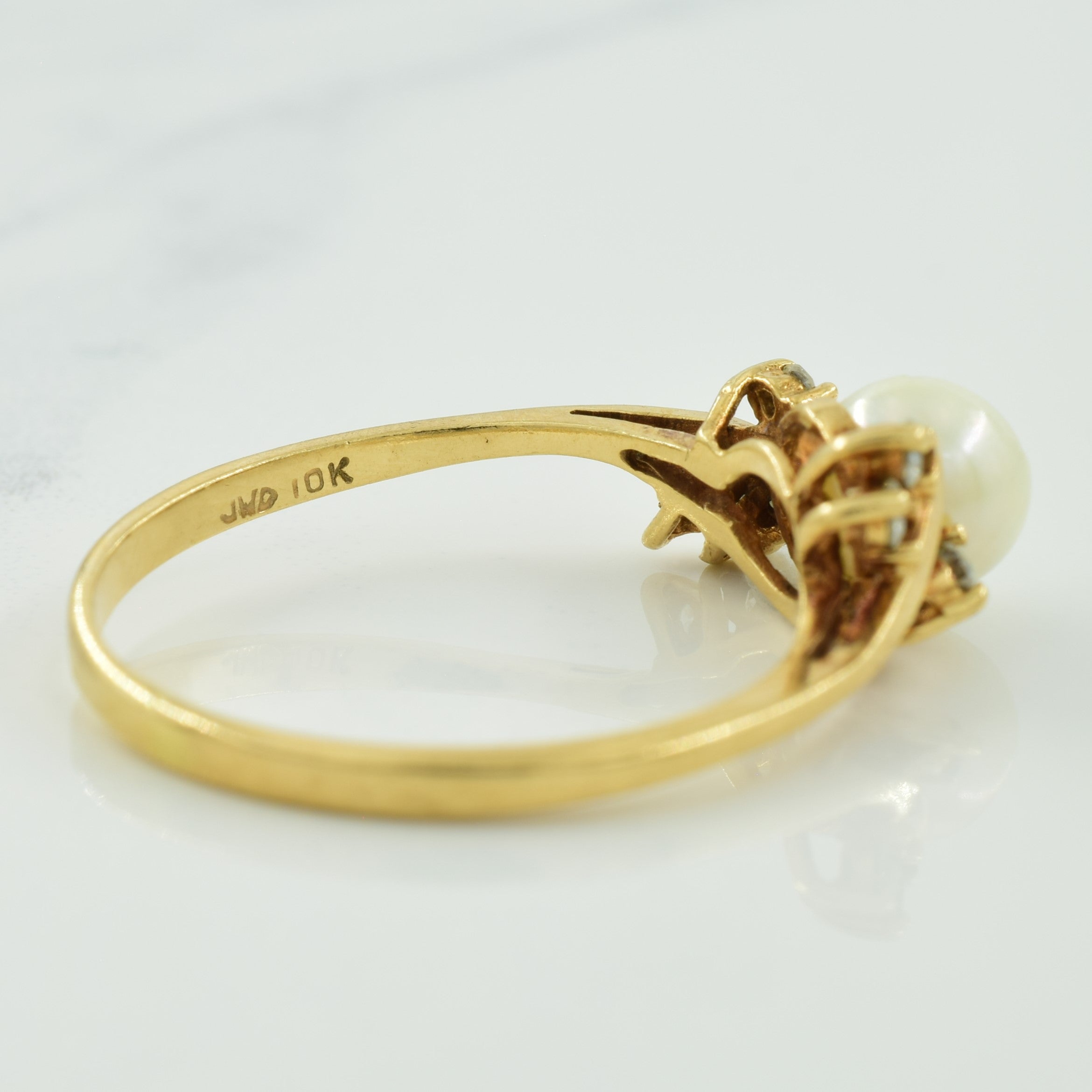 Cultured Pearl & Diamond Bypass Ring | 1.70ct, 0.12ctw | SZ 8.75 |
