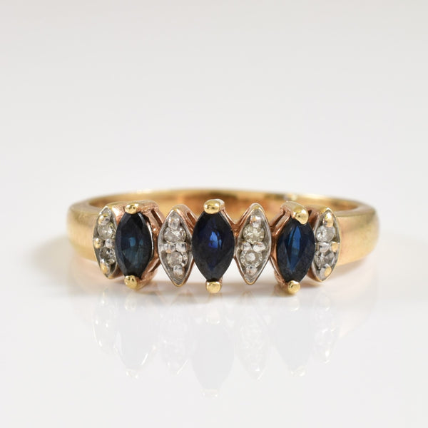 Marquise Blue Sapphire & Diamond Ring | 0.18ctw, 0.04ctw | SZ 5 |