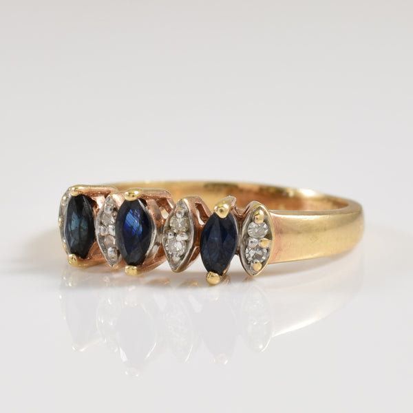 Marquise Blue Sapphire & Diamond Ring | 0.18ctw, 0.04ctw | SZ 5 |