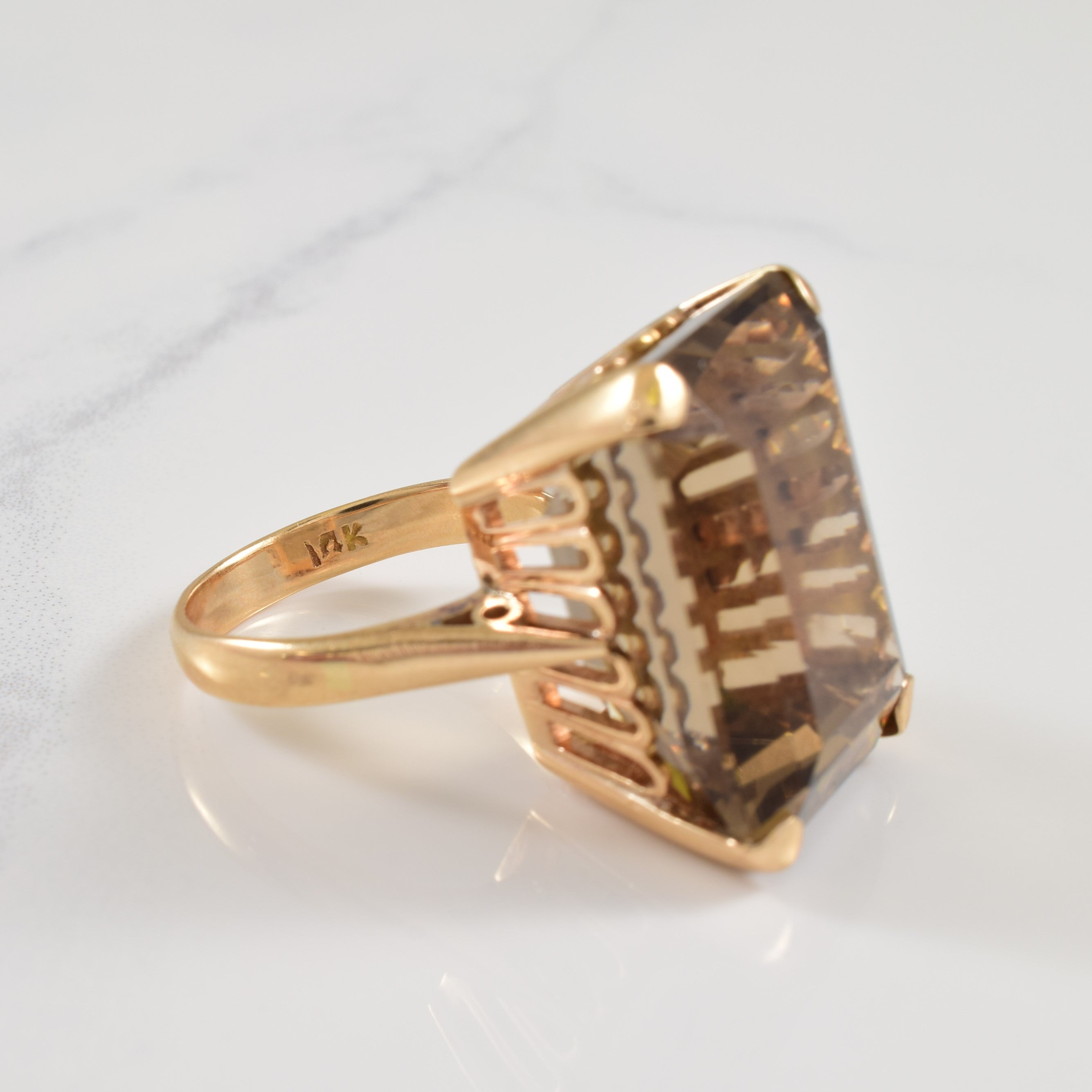 Smoky Quartz Cocktail Ring | 30.00ct | SZ 7.5 |
