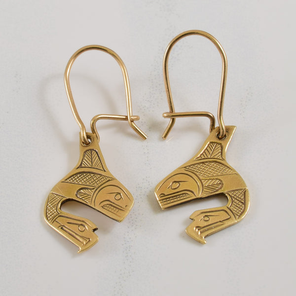 14k Yellow Gold Indigenous Art Earring |
