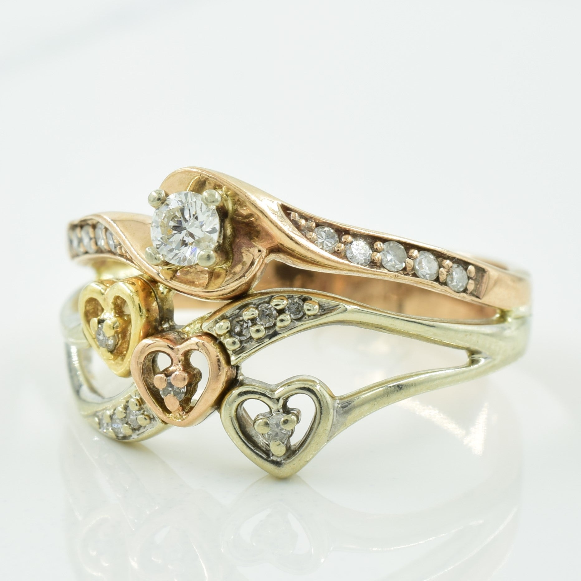 Tri Tone Diamond Ring | 0.18ctw | SZ 8.75 |