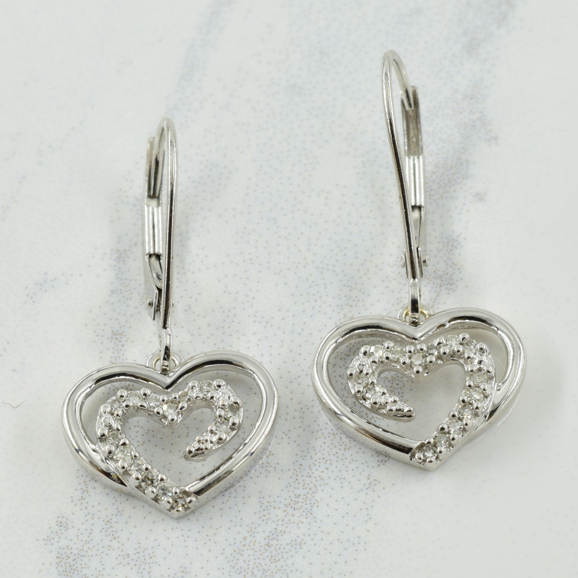 Diamond Heart Shaped Earrings | 0.06ctw |