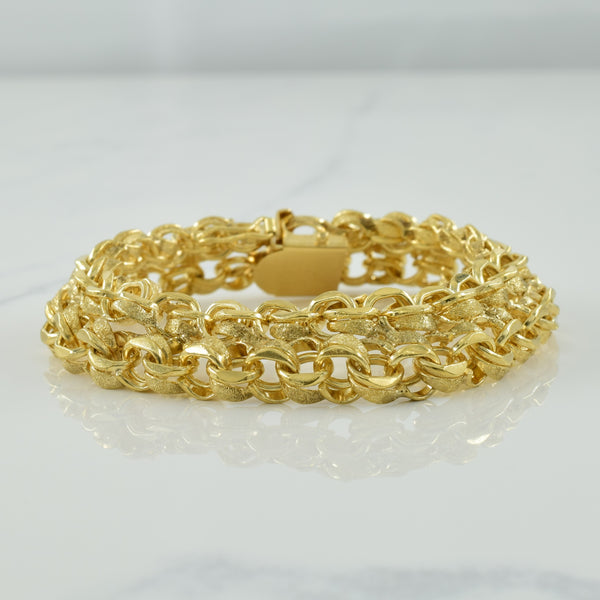 14k Yellow Gold Fancy Link Bracelet | 7.5