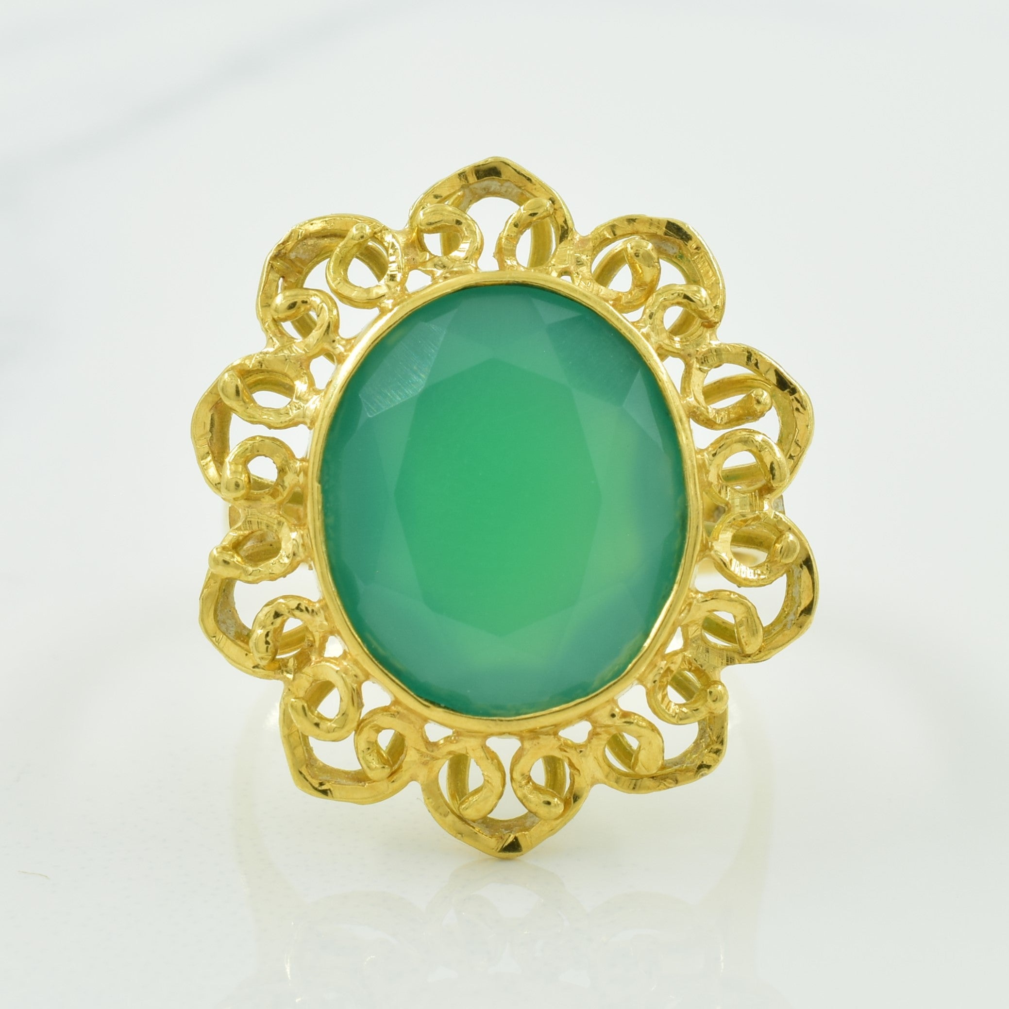 Green Onyx Cocktail Ring | 4.80ct | SZ 8.5 |