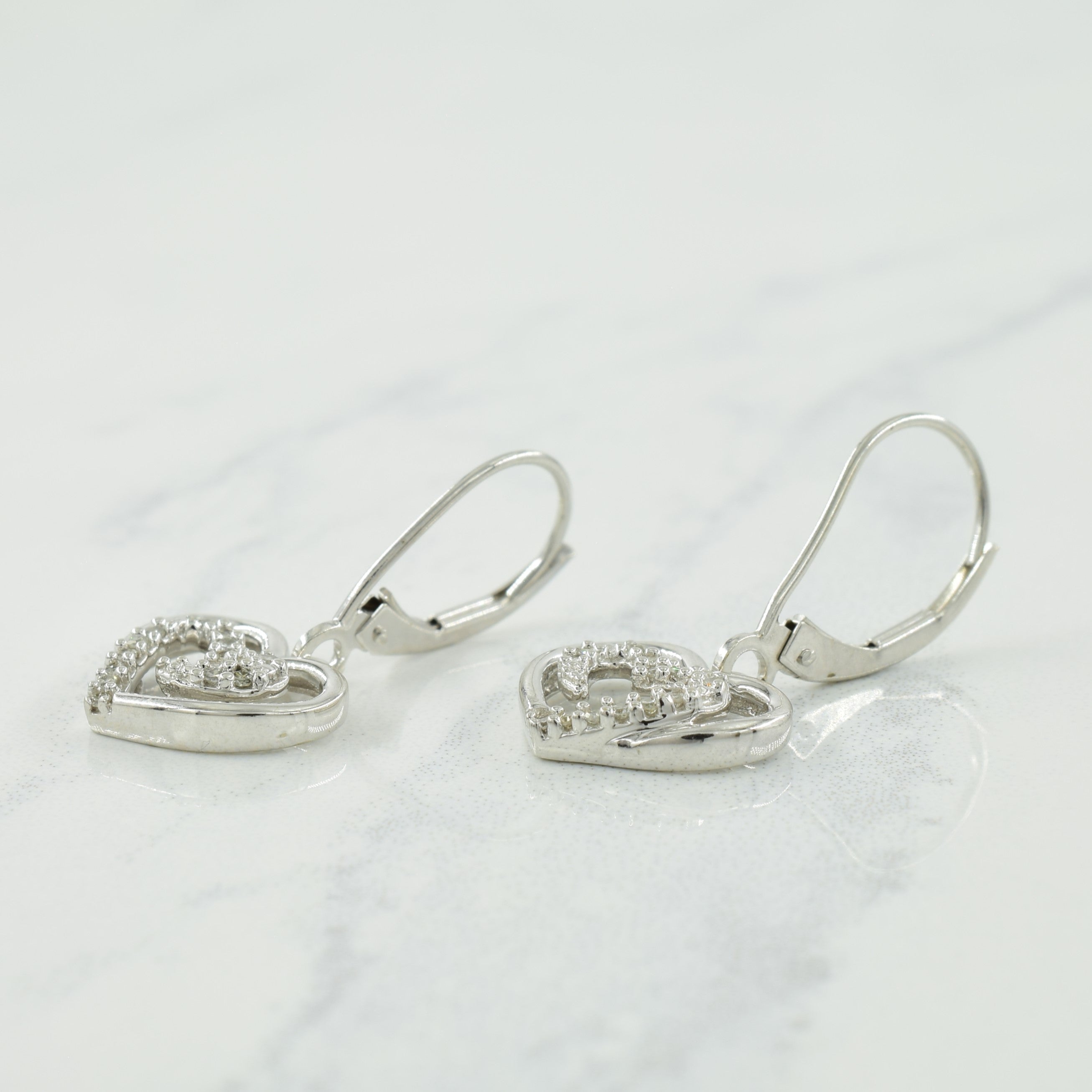 Diamond Heart Shaped Earrings | 0.06ctw |