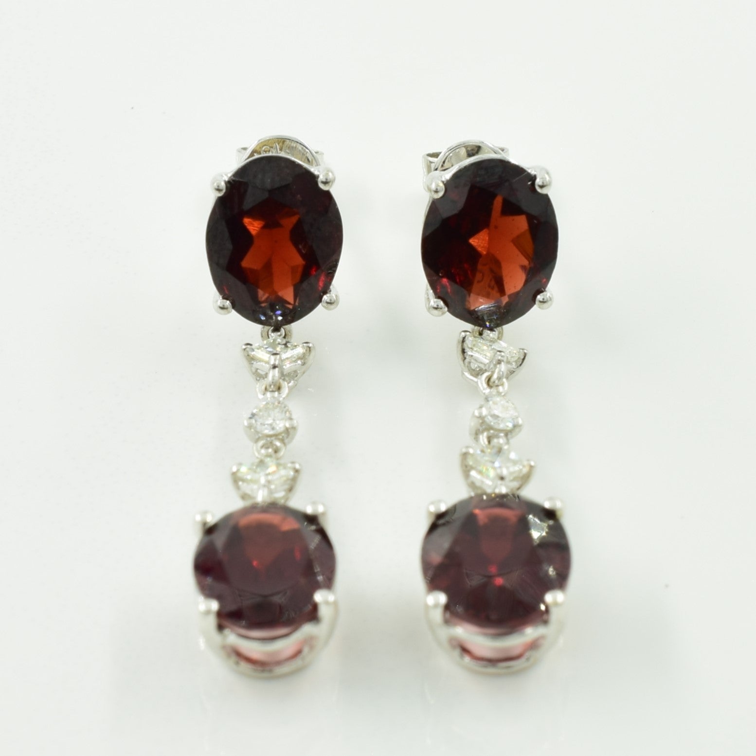 Garnet & Diamond Drop Earrings | 12.00ctw, 0.30ctw | – 100 Ways