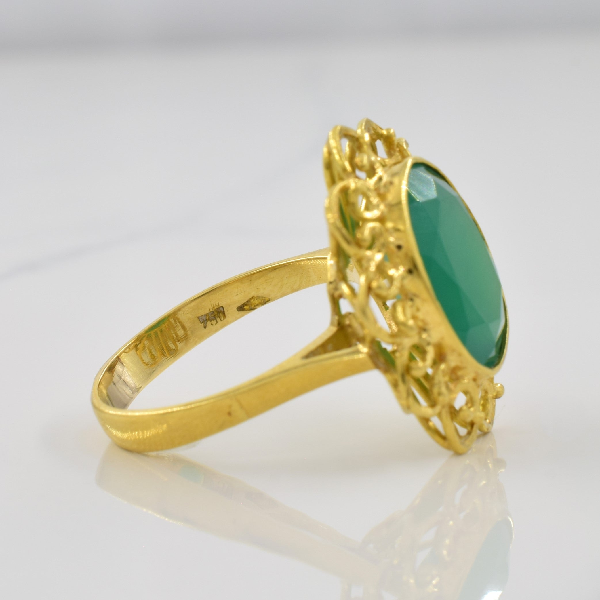 Green Onyx Cocktail Ring | 4.80ct | SZ 8.5 |