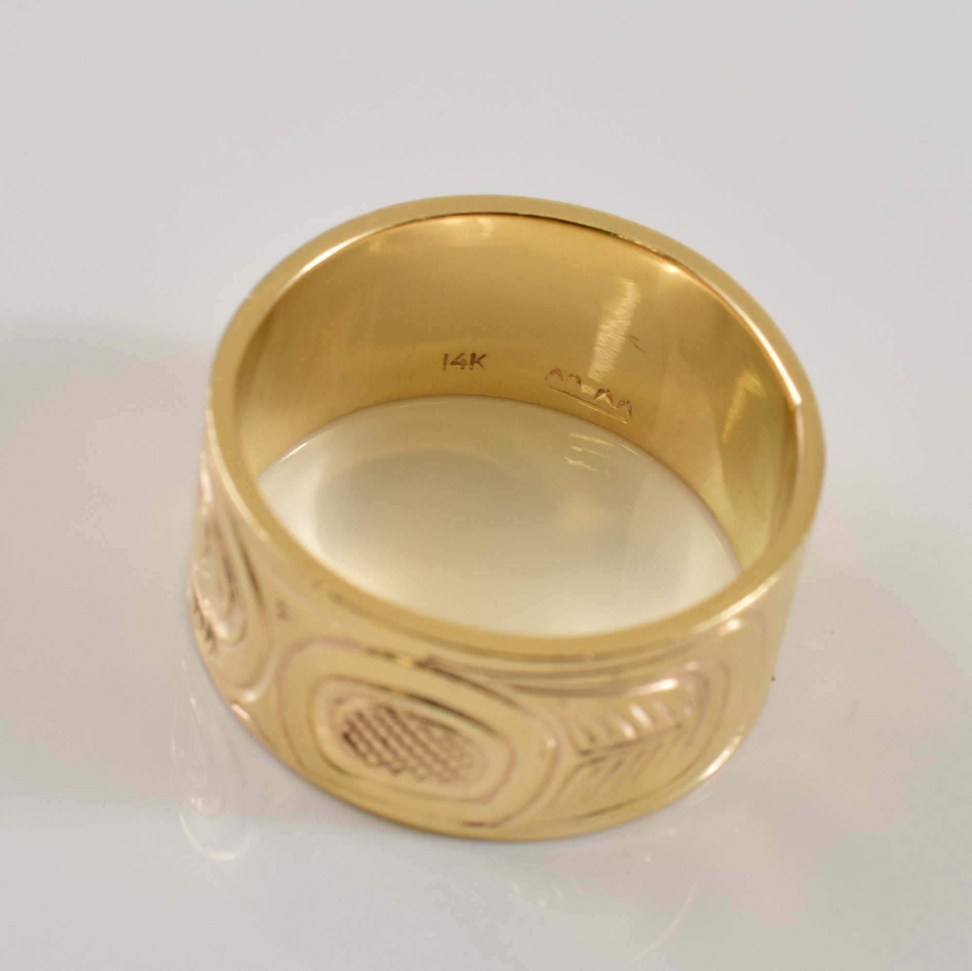 14k Yellow Gold Indigenous Art Ring | SZ 7 |