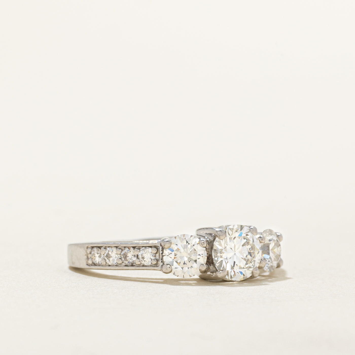 Platinum Three Stone GIA Diamond Engagement Ring | 1.40 ctw, SZ 6.25 | SI1, G |